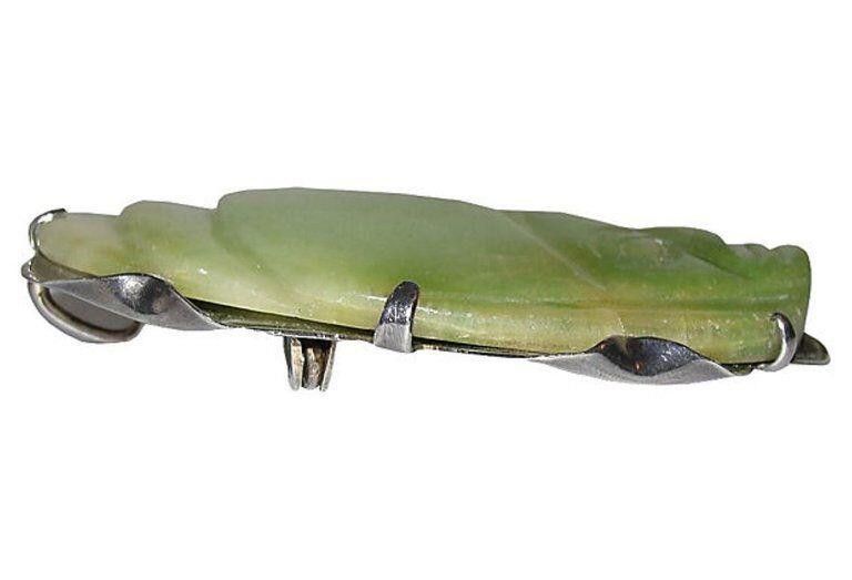 Handmade Mexican Carved Jade Sterling Silver Mask Pendant Brooch Size ONE SIZE - 2 Thumbnail