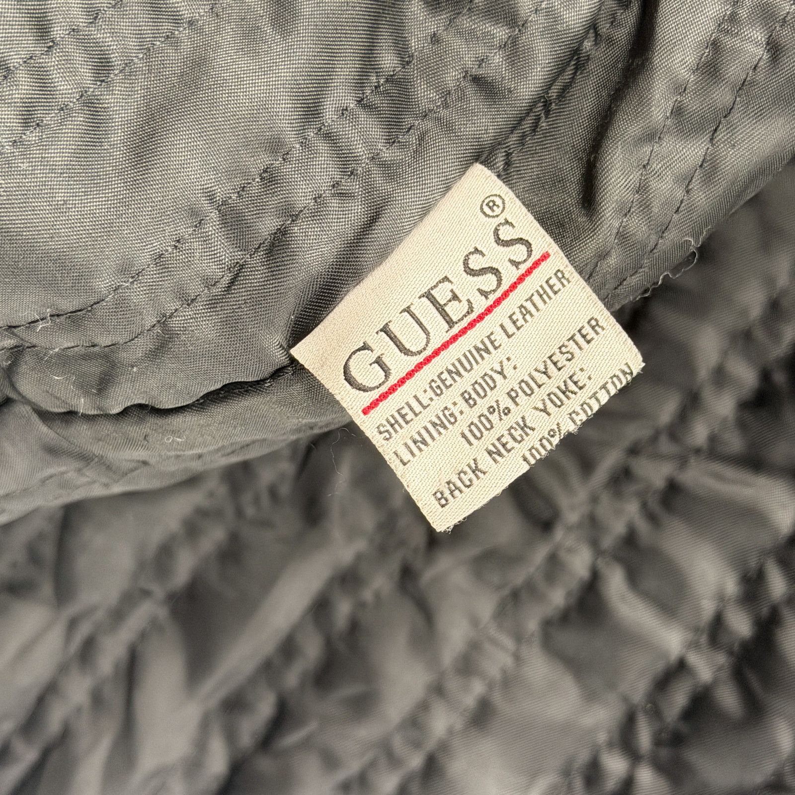 Guess Vintage 90s Black Genuine Leather Heavy Zip Bomber Jacket Size US M / EU 48-50 / 2 - 8 Thumbnail