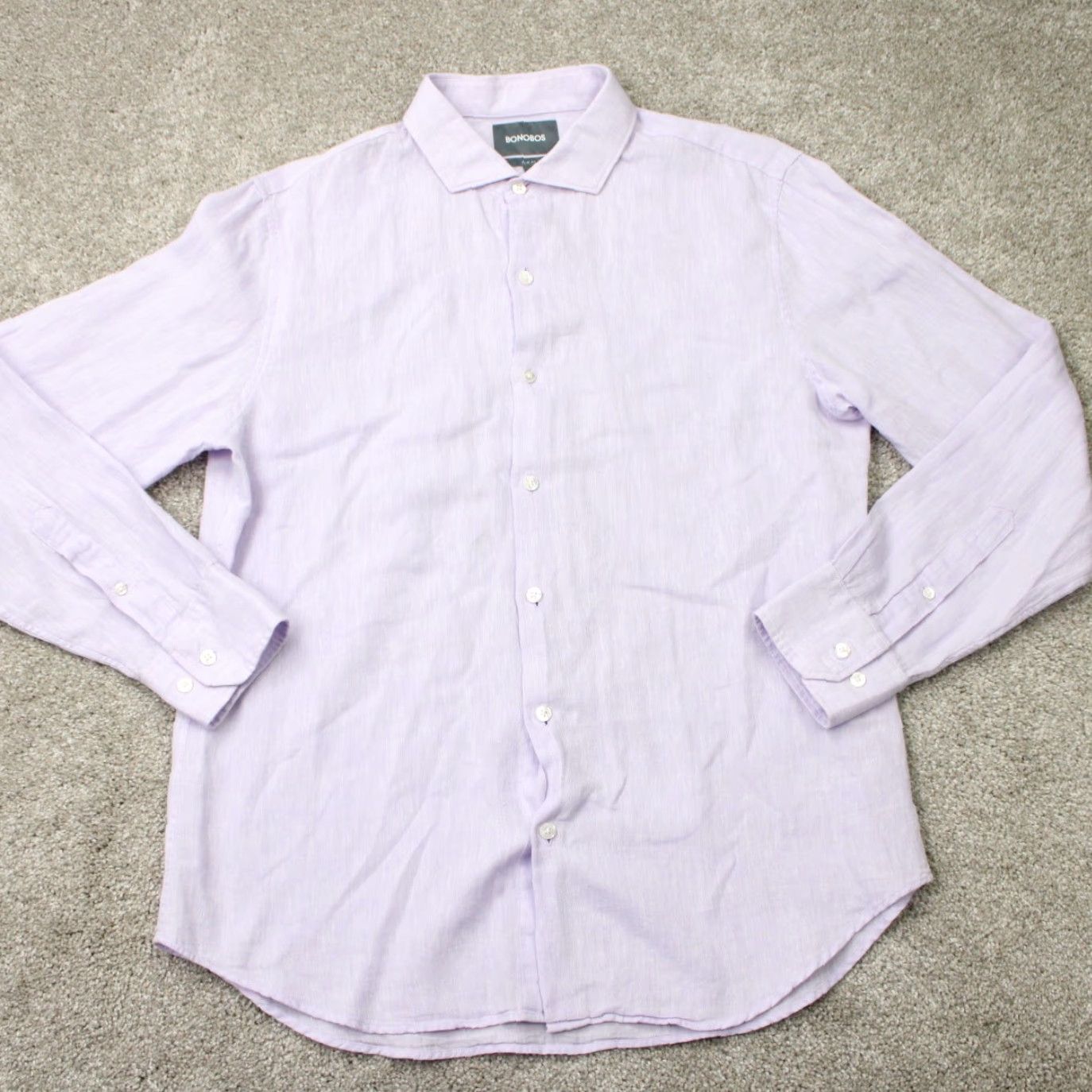 Bonobos Bonobos Shirt Mens Large Pink Slim Fit Linen/Cotton Long Sleeve Cutaway Collar Size US L / EU 52-54 / 3 - 2 Thumbnail