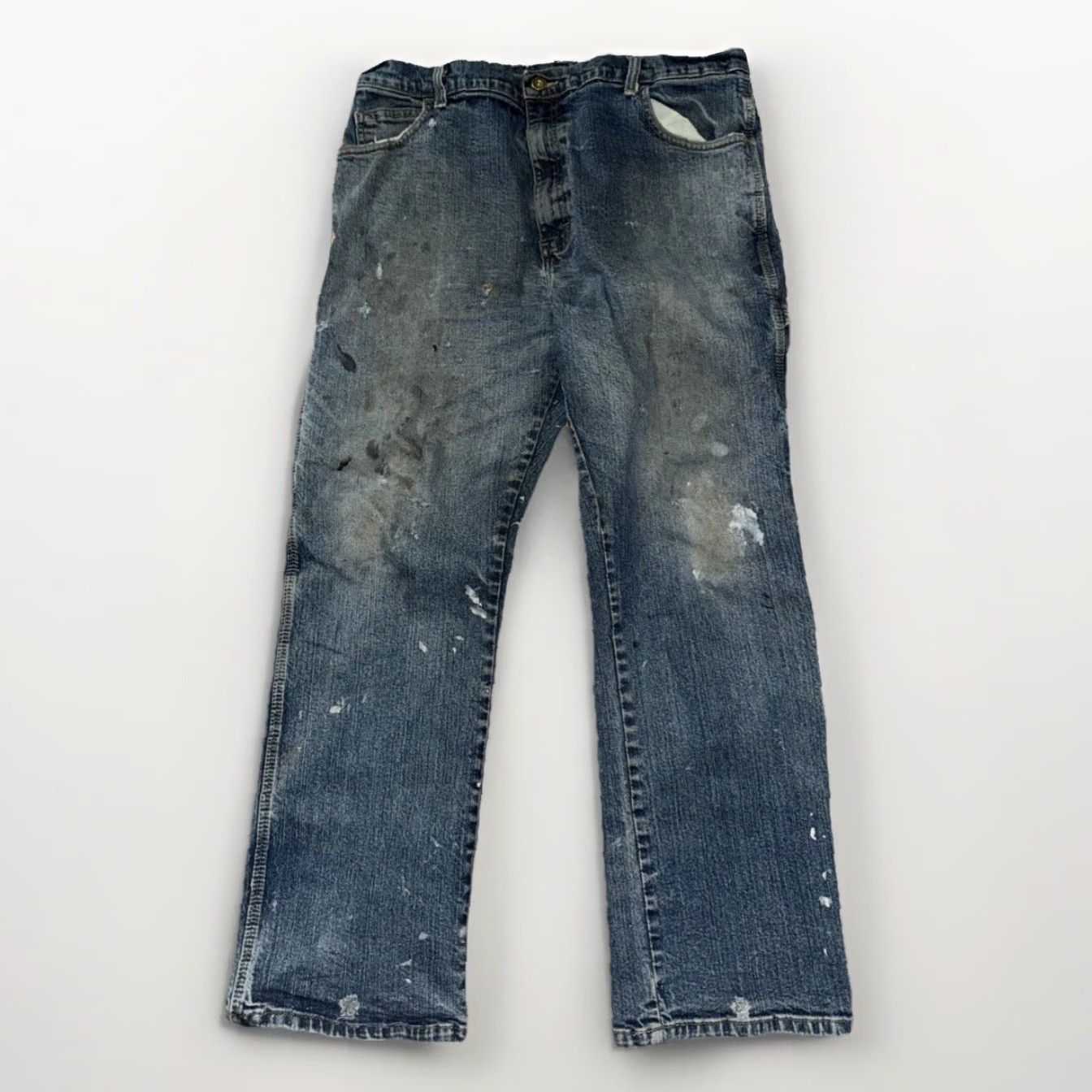 Dickies VINTAGE Dickies Carpenter Jeans 38x32 Denim Workwear Distressed Paint Fade Blue Mens Jeans 90s Grunge USA Vintage Distressed Pockets Easy Care Comfort Size US 38 / EU 54 - 2 Thumbnail