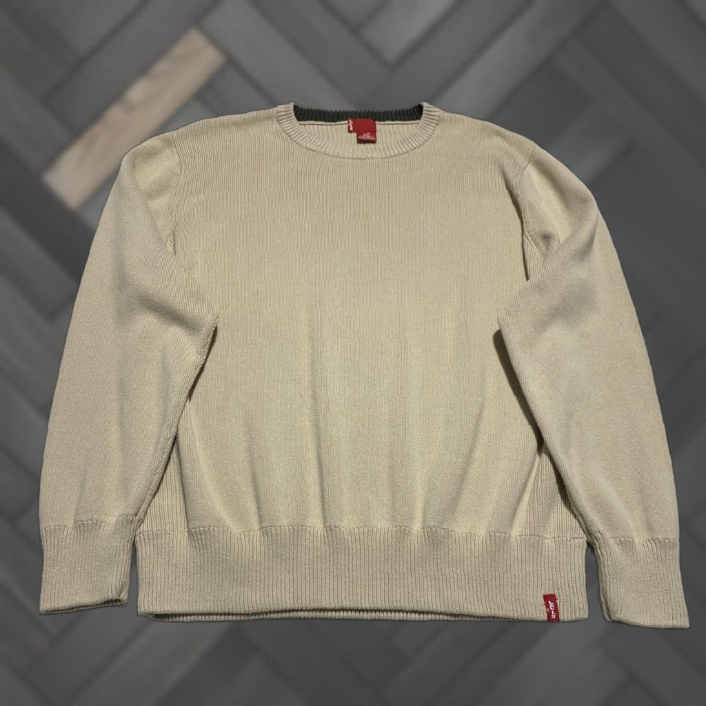 Levi's Levi's Crewneck Knit Sweater Pullover Mens Large Beige Cotton Knit Ribbed Hem Cuffs Size US L / EU 52-54 / 3 - 1 Thumbnail
