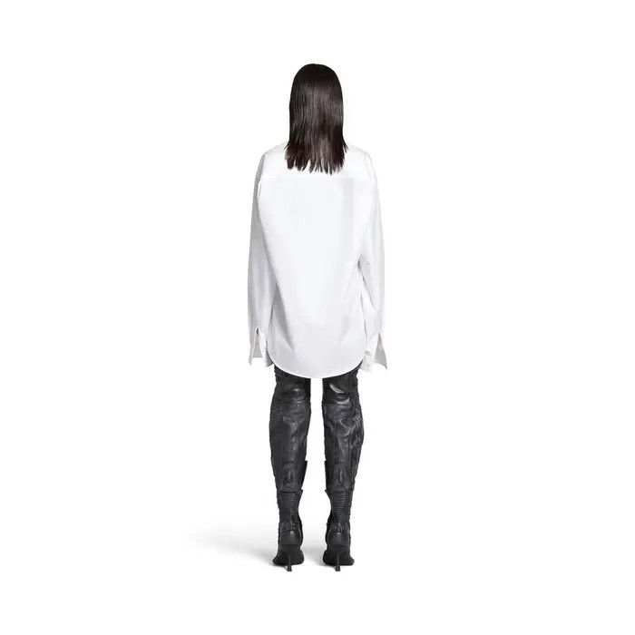 Balenciaga o1s1wg110126 Kick Collar Shirt Large Fit in White Size XS / US 0-2 / IT 36-38 - 4 Thumbnail