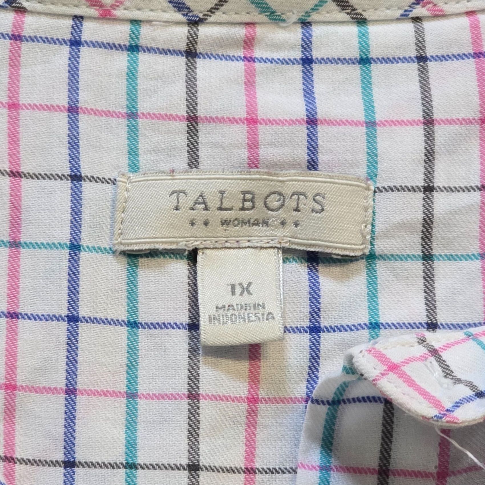 Talbots Talbots Top Womens 1X White Pink Plaid Button-Up Long Sleeve Career Casual Shirt Mens? Size XL / US 12-14 / IT 48-50 - 4 Thumbnail