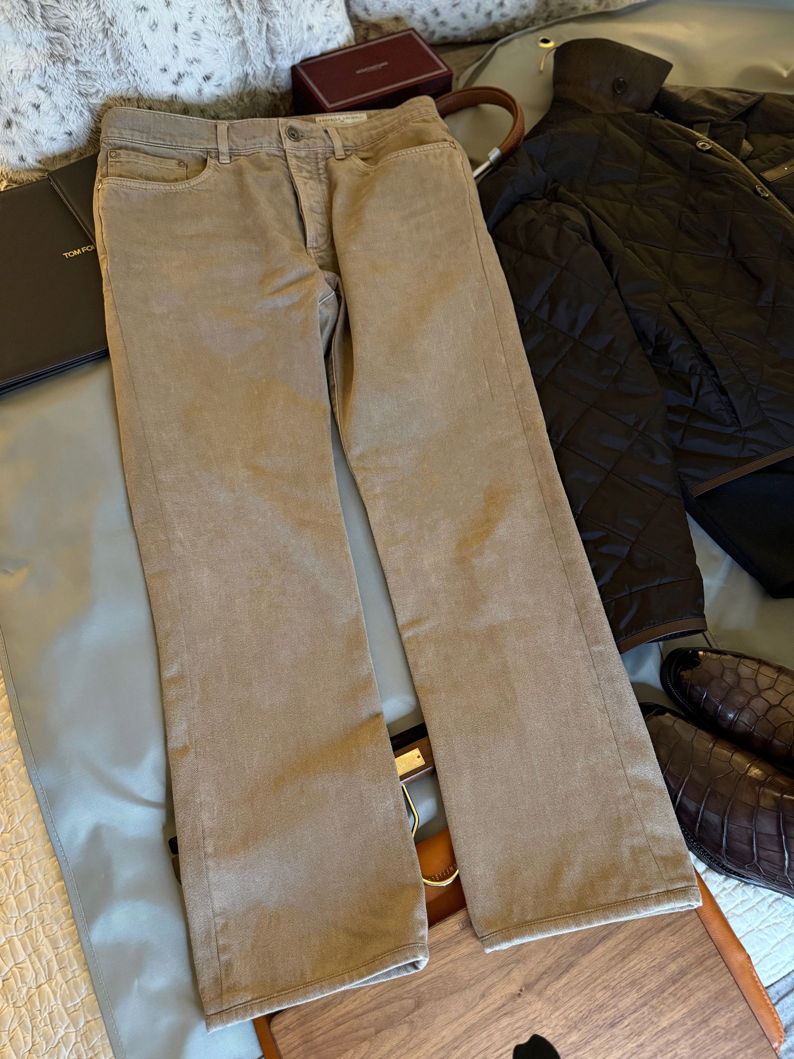 Brunello Cucinelli Best Dressed $1,050 BRUNELLO CUCINELLI Slim Fit Tan Jeans Size US 34 / EU 50 - 4 Thumbnail