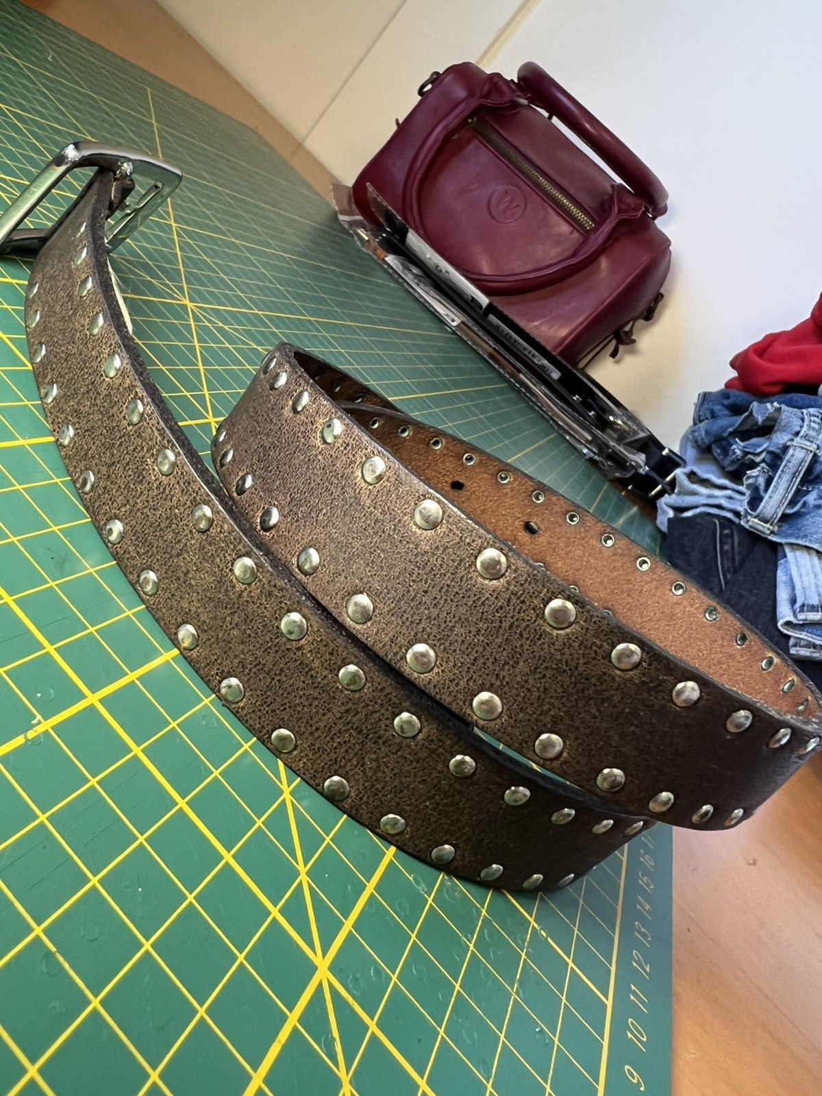 Vintage Vintage studded genuine leather belt Size ONE SIZE - 7 Thumbnail