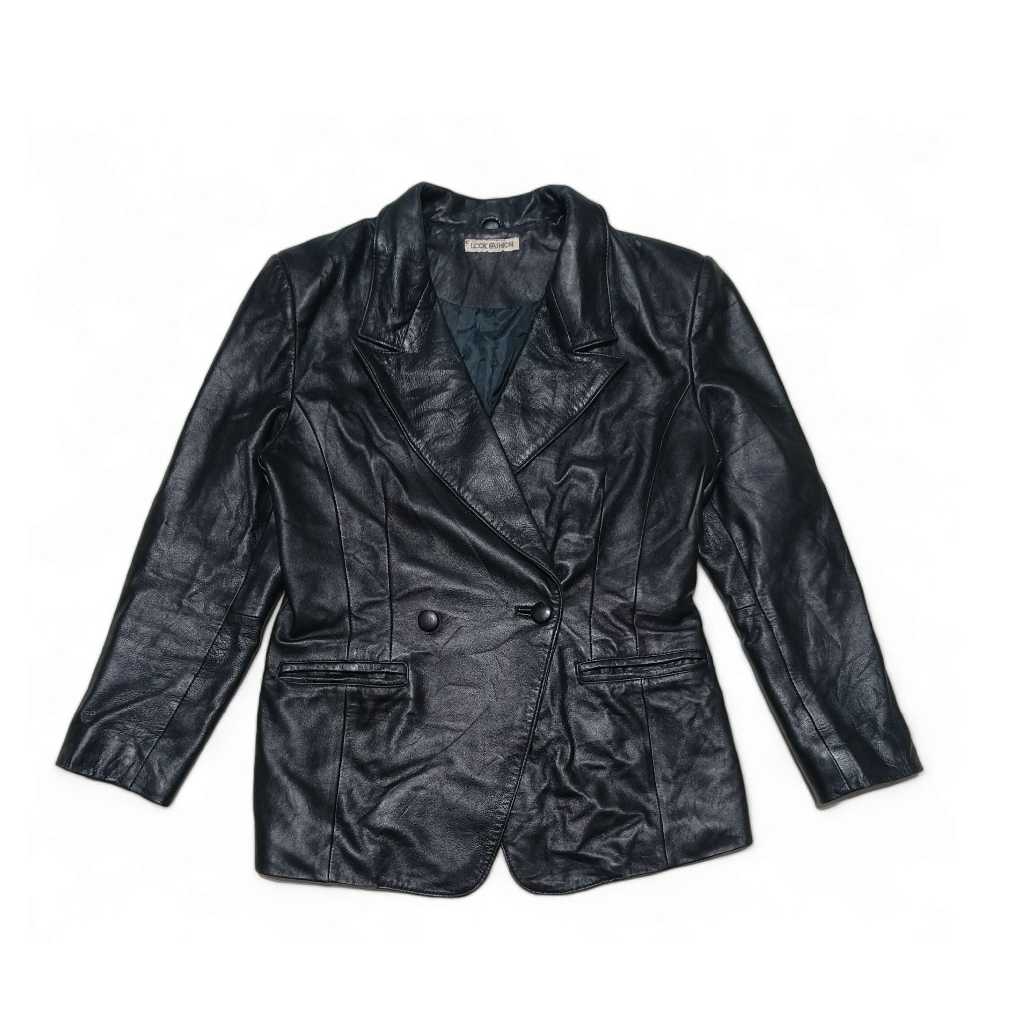 Other Vintage Women's LOOK FASHION Sheepskin Leather Blazer Jacket Size M / US 6-8 / IT 42-44 - 1 Thumbnail