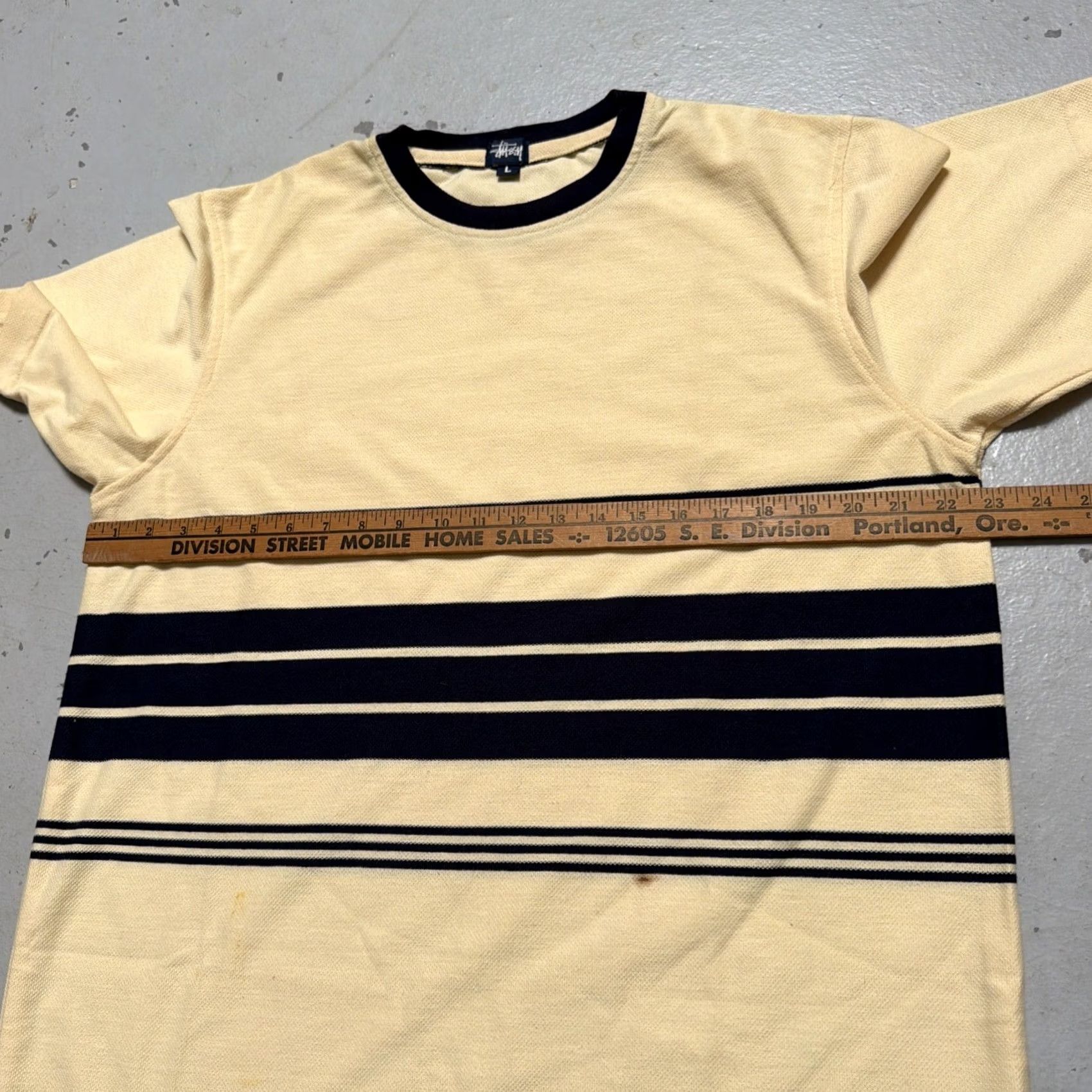 Vintage Vintage Stussy Stripe Border Heavy Thick Knit Shirt Skate Made In USA L Size US L / EU 52-54 / 3 - 2 Thumbnail