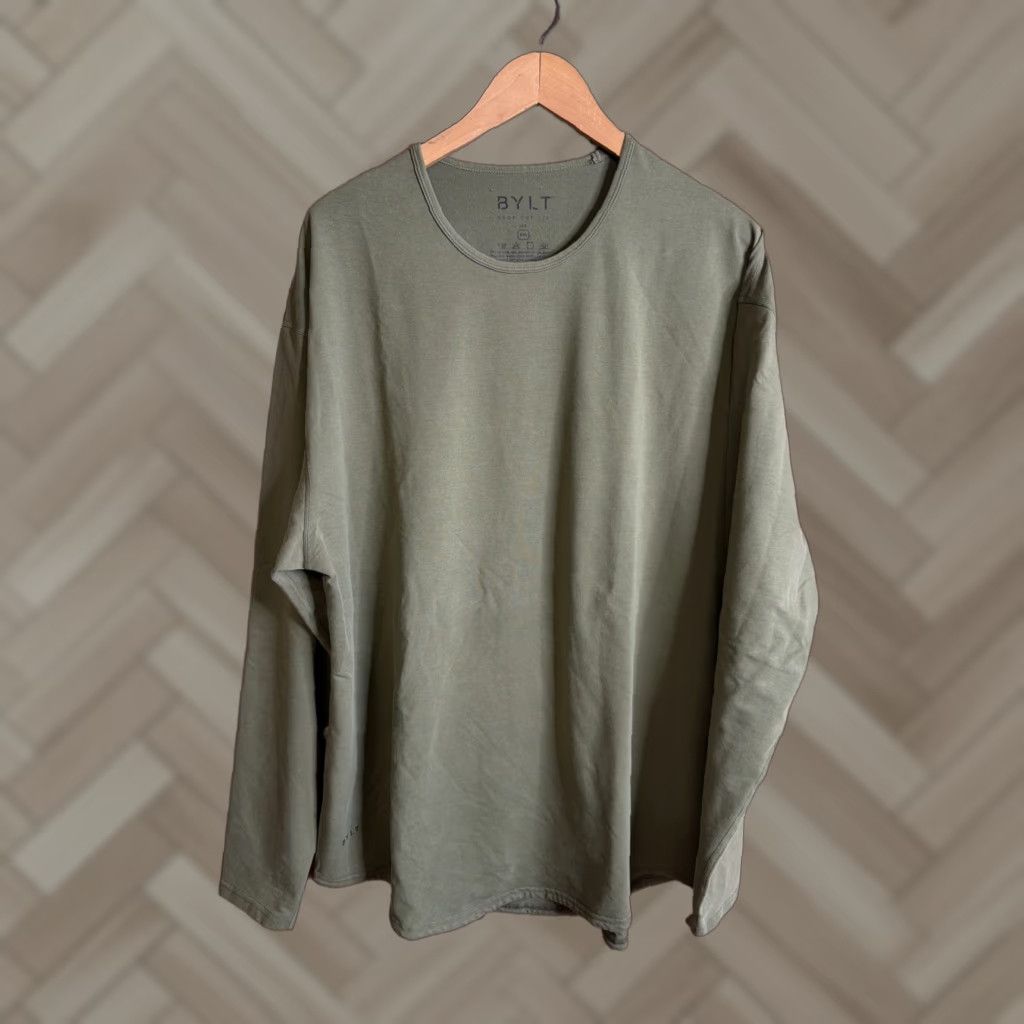 Asics BYLT Shirt 2XL Green Classic Logo Long Sleeve Mens T-Shirt Adults Auxiliary? Size US XXL / EU 58 / 5 - 1 Thumbnail