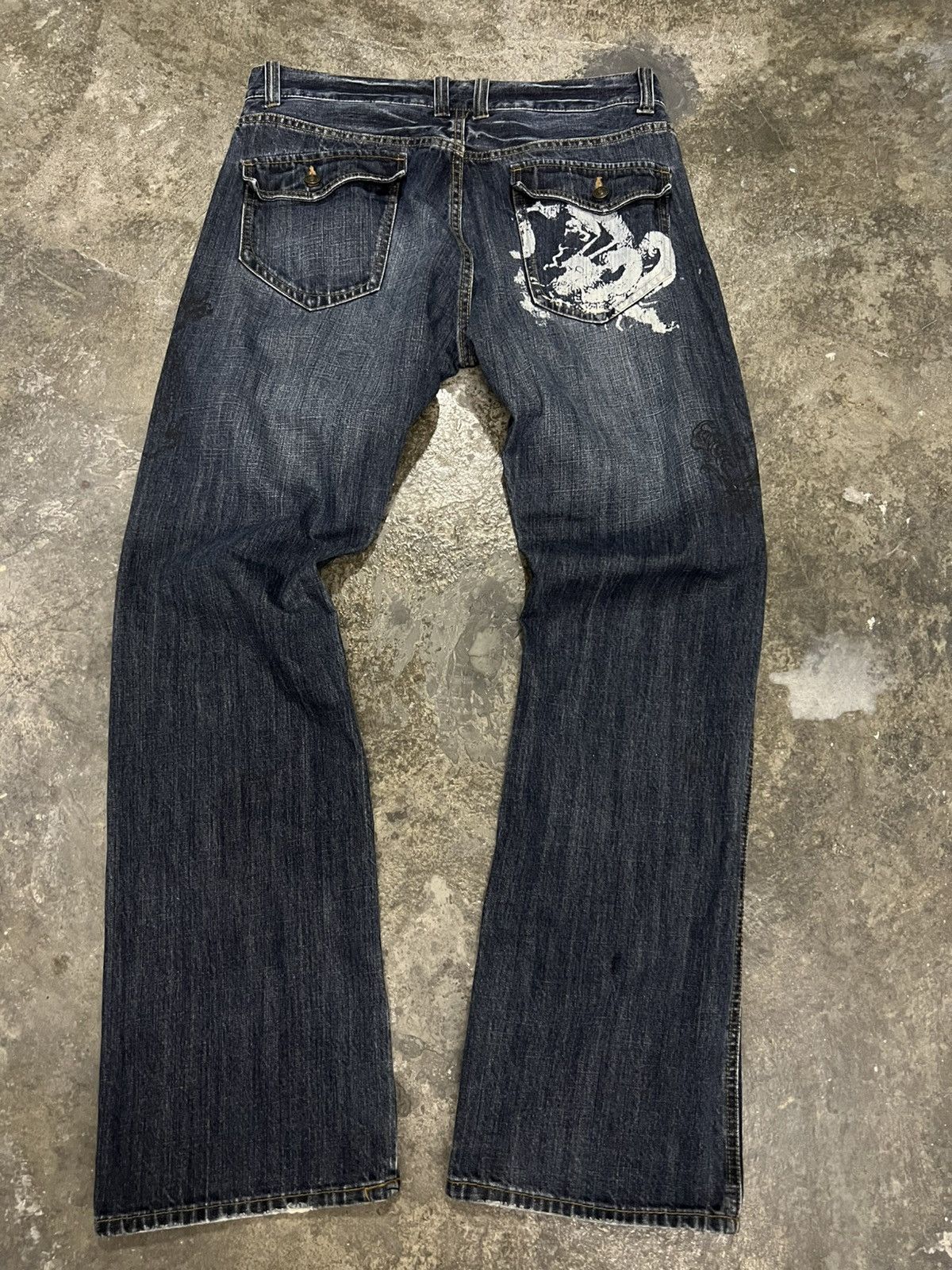 Japanese Brand 💥FLARE💥UNBRAND SUKAJAN DRAGON JEAN Size US 33 - 2 Thumbnail