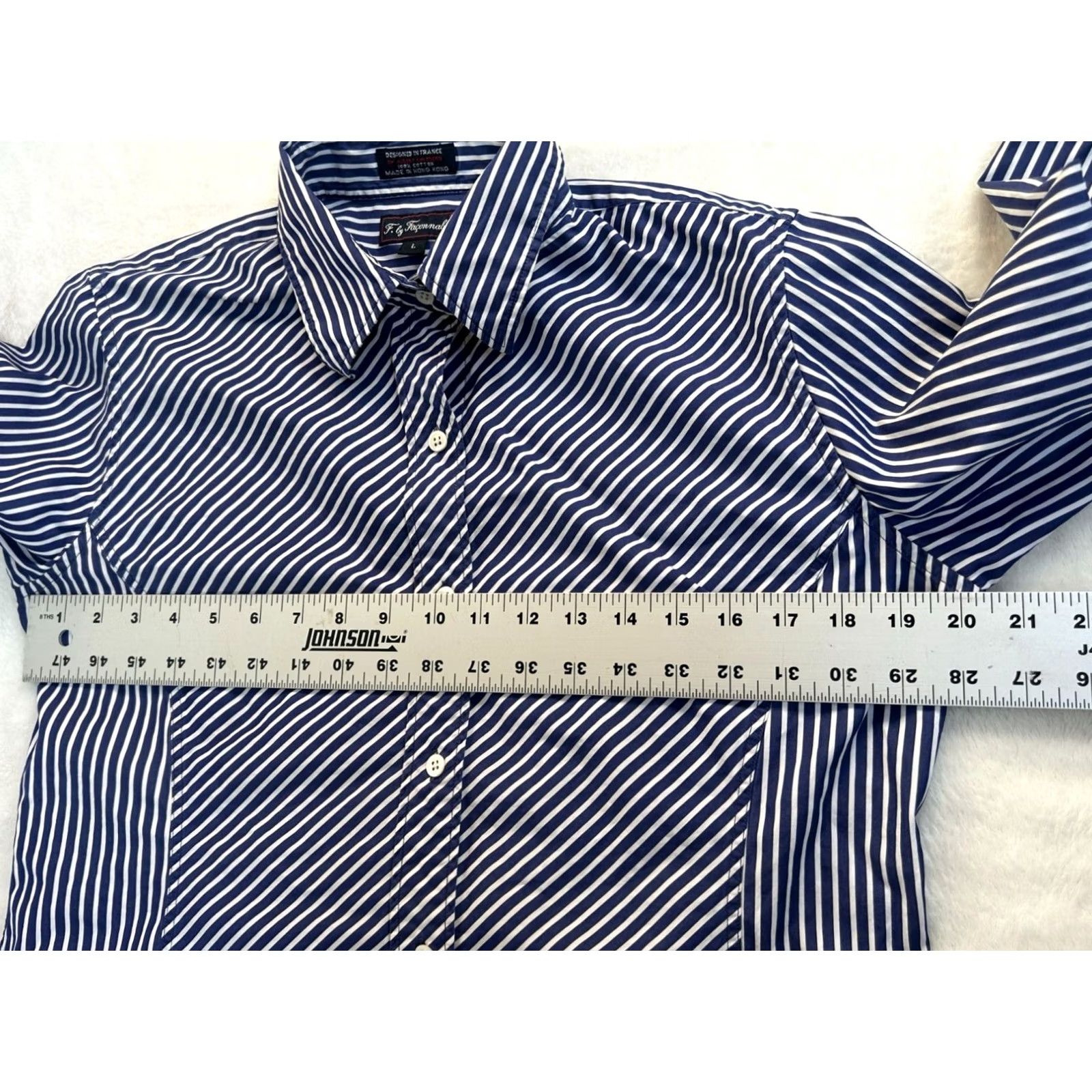 Brooks Brothers F by Faconnable Womens Blue White Striped Button-Up Shirt Large Long Sleeve Top Casual Size L / US 10 / IT 46 - 6 Thumbnail