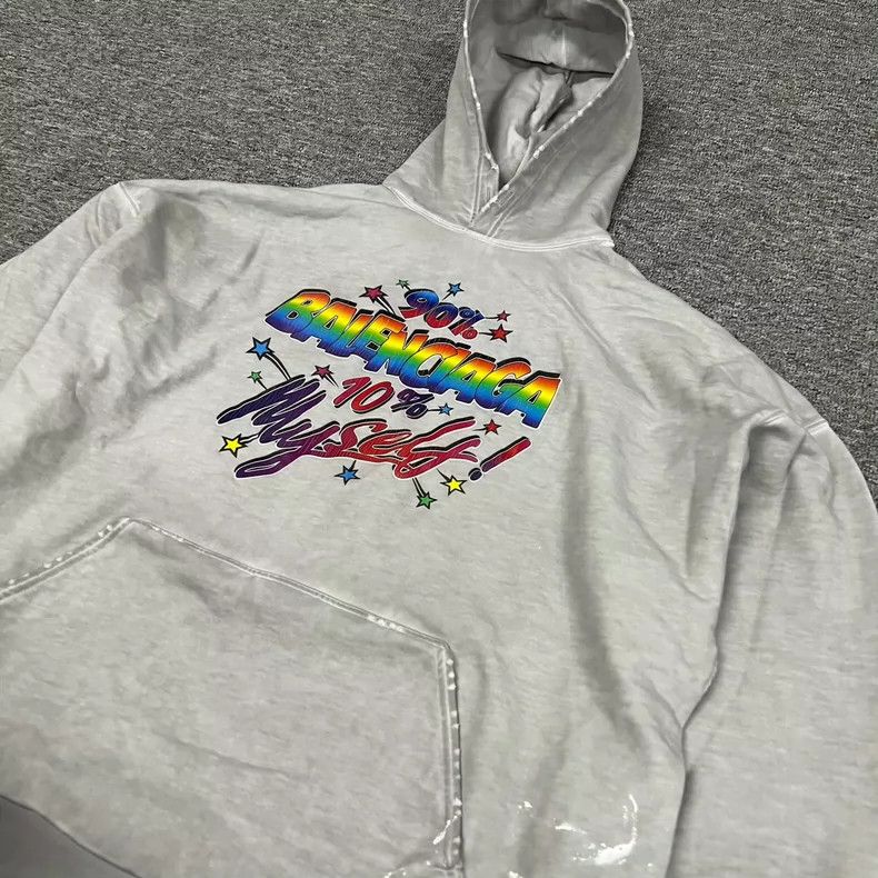 Balenciaga Balenciaga Rainbow graffiti Logo hooded sweater Size US M / EU 48-50 / 2 - 3 Thumbnail