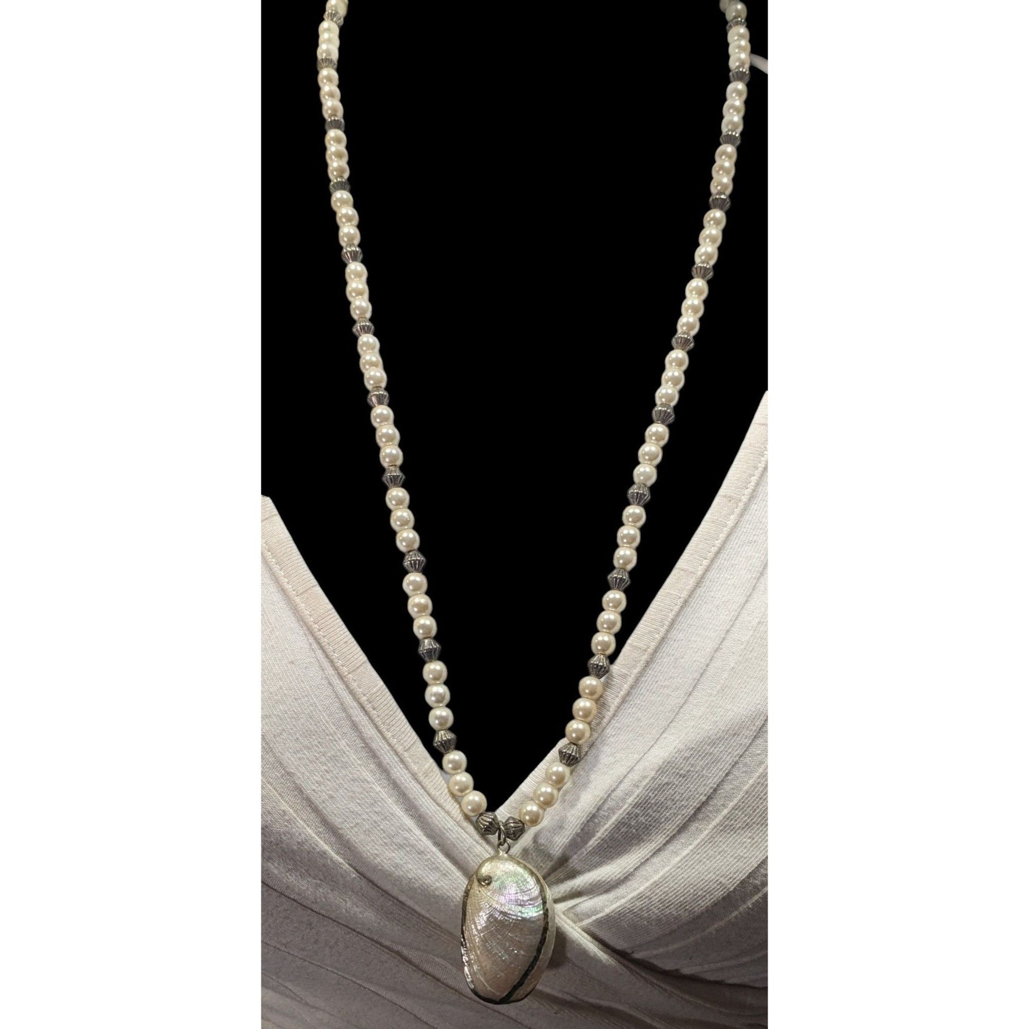 Other Vintage Mermaidcore Faux Pearl Silver Tone And Real Shell Pe Size ONE SIZE - 5 Thumbnail