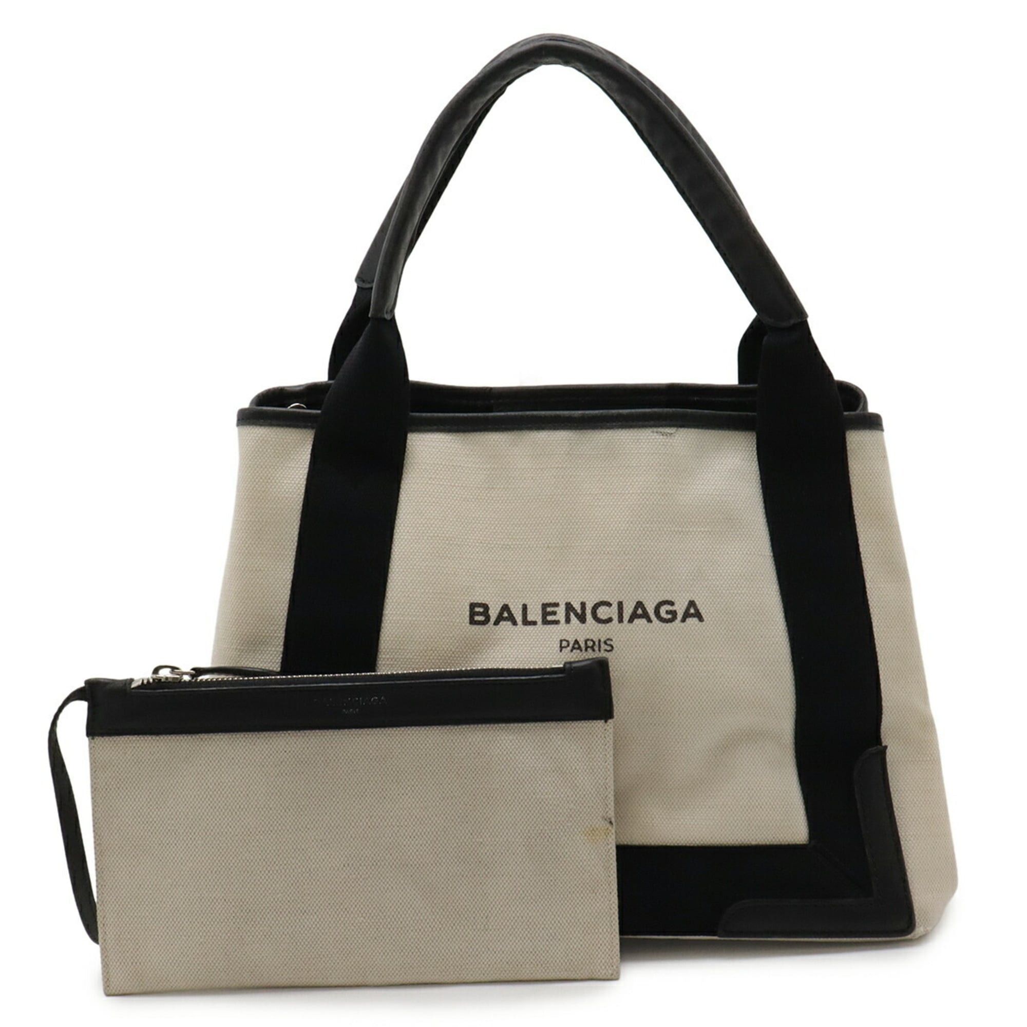 Balenciaga BALENCIAGA Navy Cabas S Tote Bag Handbag Canvas Leather Natural Black 339933 Size ONE SIZE - 1 Thumbnail