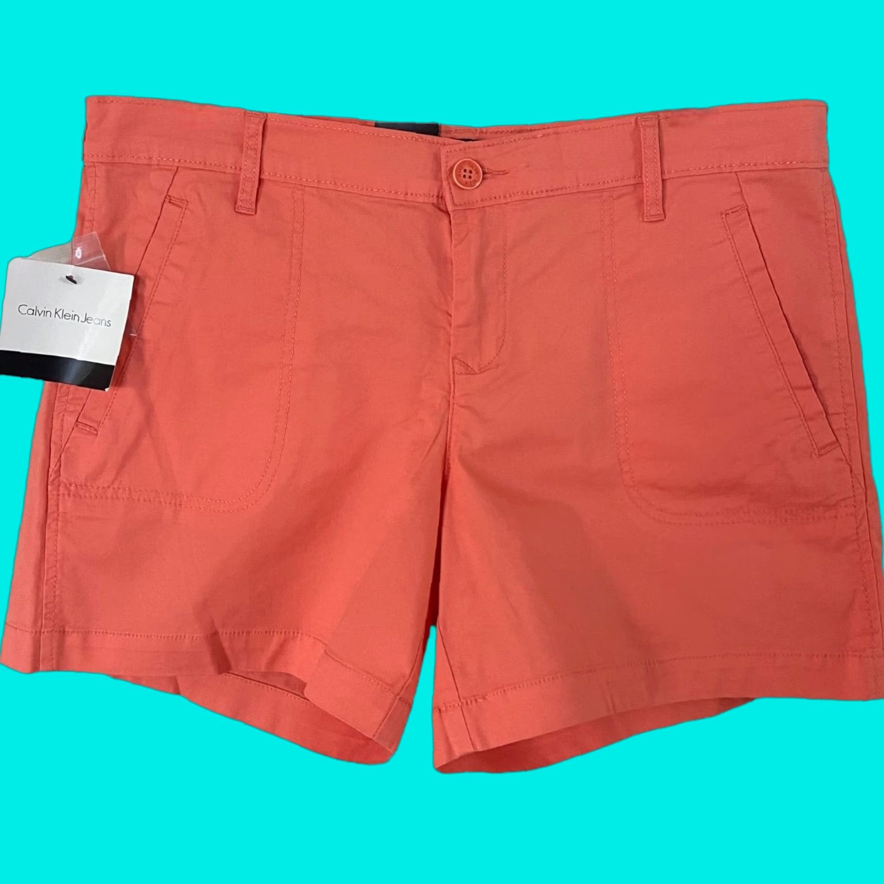 Vintage Calvin Klein Jeans Stretch Chino 4-Pocket Shorts Orange Women's 10 Casual New Size 32" / US 10 / IT 46 - 1 Thumbnail