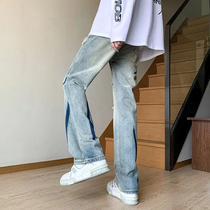Japanese Brand Retro loose wide leg ripped jeans Size US 32 / EU 48 - 2 Thumbnail