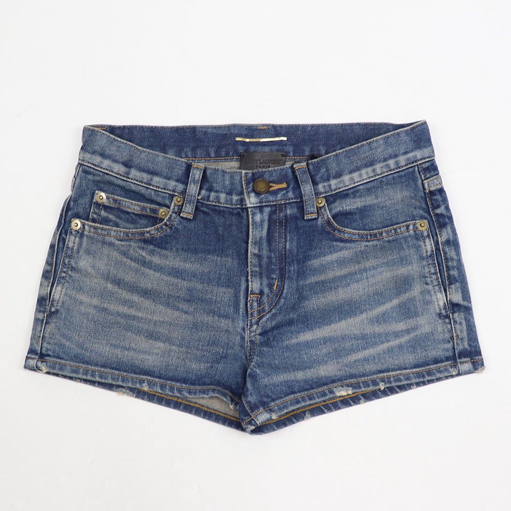 Saint Laurent Paris oc11z10524 Skinny-Fit Spirit Denim Shorts in Blue Size 27" / US 4 / IT 40 - 1 Thumbnail
