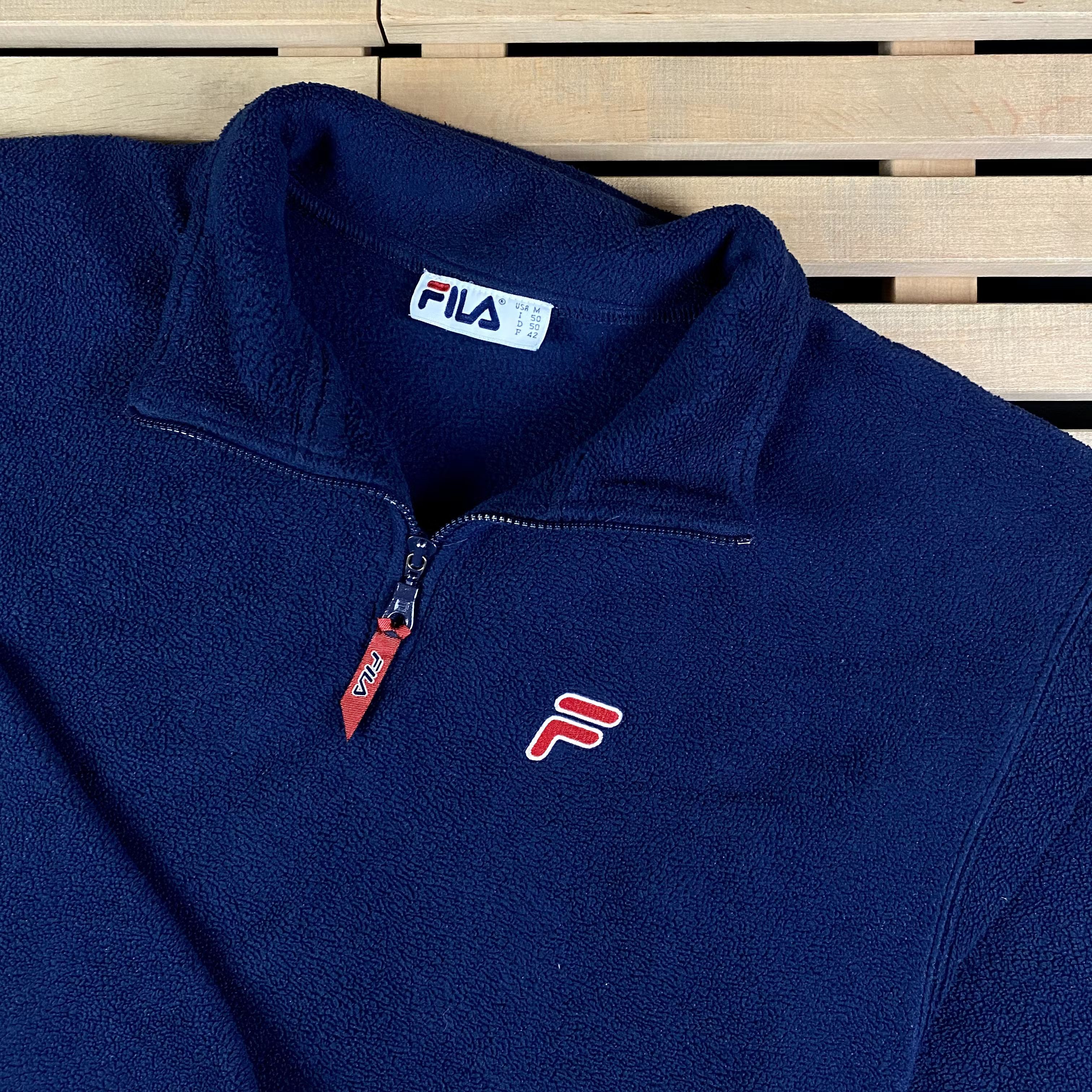 Fila × Vintage Mens Fleece Sweatshirt Fila Vintage Size М Big Logo Back Size US M / EU 48-50 / 2 - 2 Thumbnail