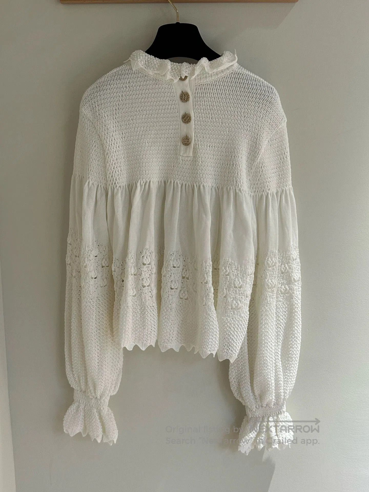 Chanel Chanel 20S White Ruffle Knit Top. Size US M / EU 48-50 / 2 - 2 Thumbnail