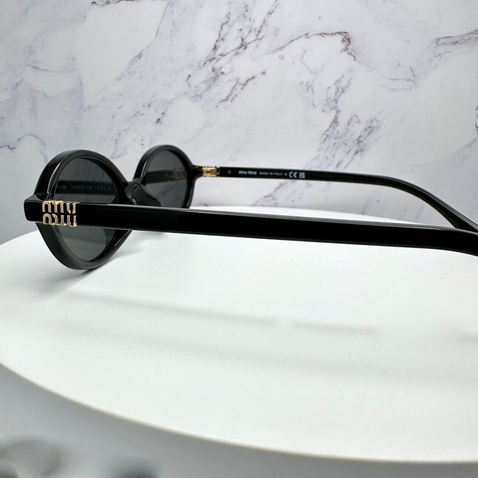Miu Miu MIU MIU Sunglasses New Black Slim Gold Metal Logo Authentic Size ONE SIZE - 20 Thumbnail