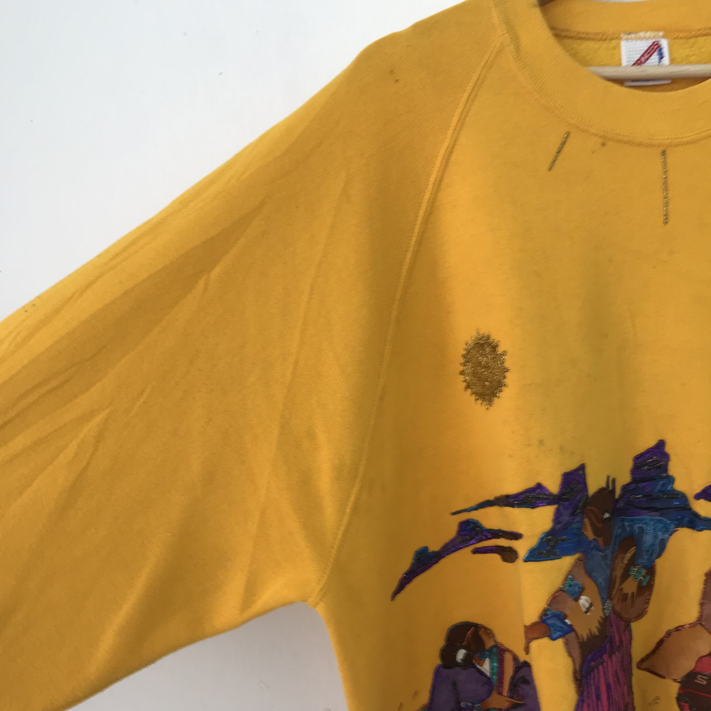 Jerzees Vintage 90s Jerzees Usa Yellow Sweatshirt - 240 Size US XXL / EU 58 / 5 - 6 Thumbnail
