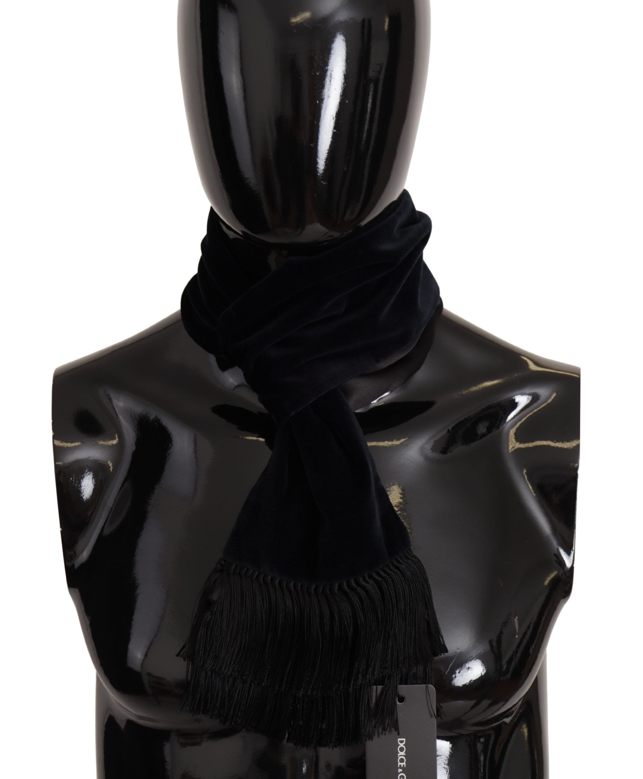 Dolce & Gabbana Elegant Dark Blue Cotton Silk Men's Men's Scarf Size ONE SIZE - 1 Thumbnail