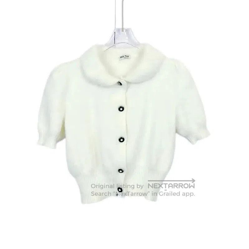 Miu Miu Miu Miu White Short Sleeve Pullover Blouse . Size S / US 4 / IT 40 - 1 Thumbnail