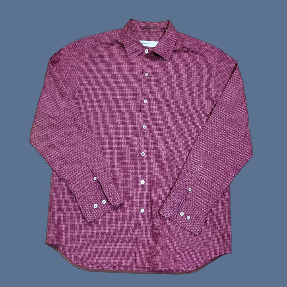 Tommy Bahama Tommy Bahama Shirt Mens Large Red Silk Cotton Check Long Sleeve Button Front Size US L / EU 52-54 / 3 - 1 Thumbnail