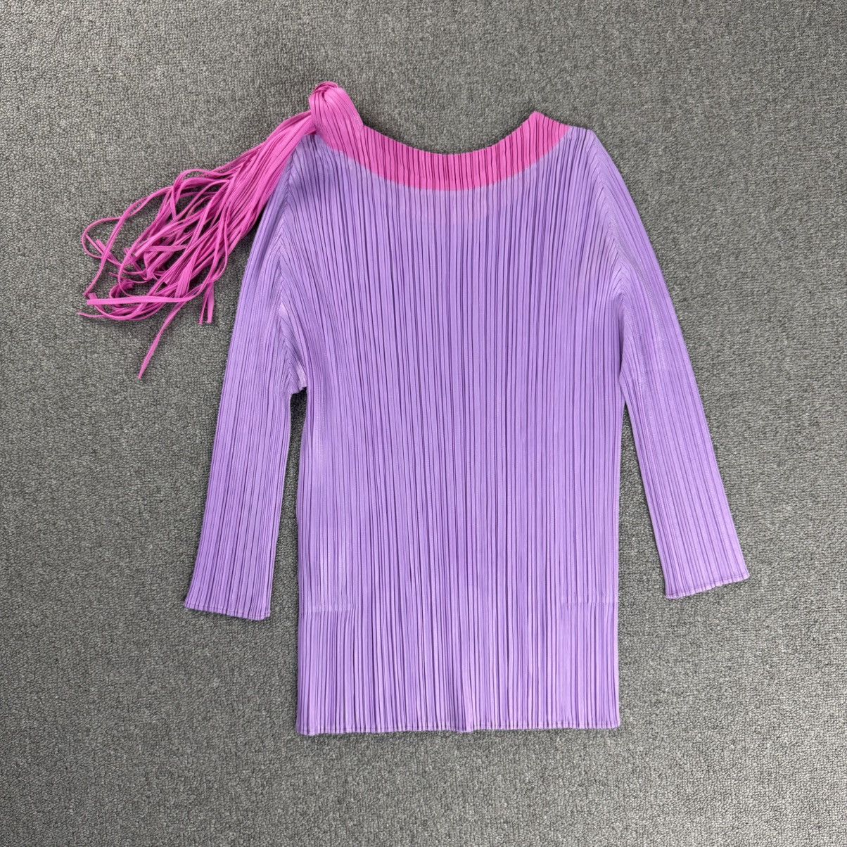 Pleats Please Issey Miyake Pleats Please -Joyce -Fringe Ribb Top Cut and Sewn 3/4Sleeve Size M / US 6-8 / IT 42-44 - 6 Thumbnail