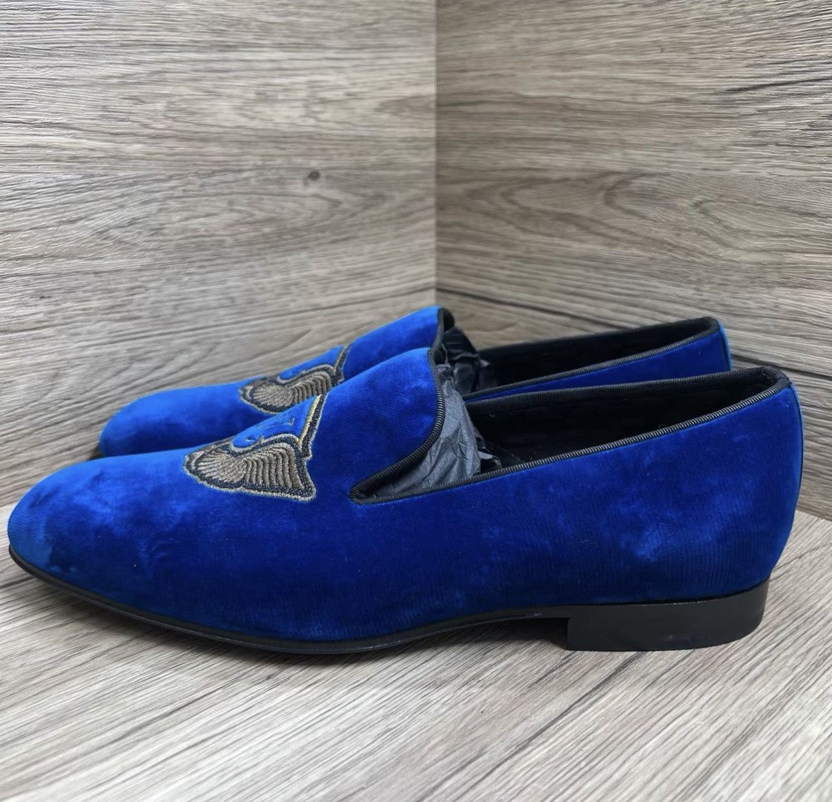 Louis Vuitton Louis Vuitton Auteuil Blue & Gold Embroidered Loafers J41 Size US 7.5 / EU 40-41 - 1 Thumbnail