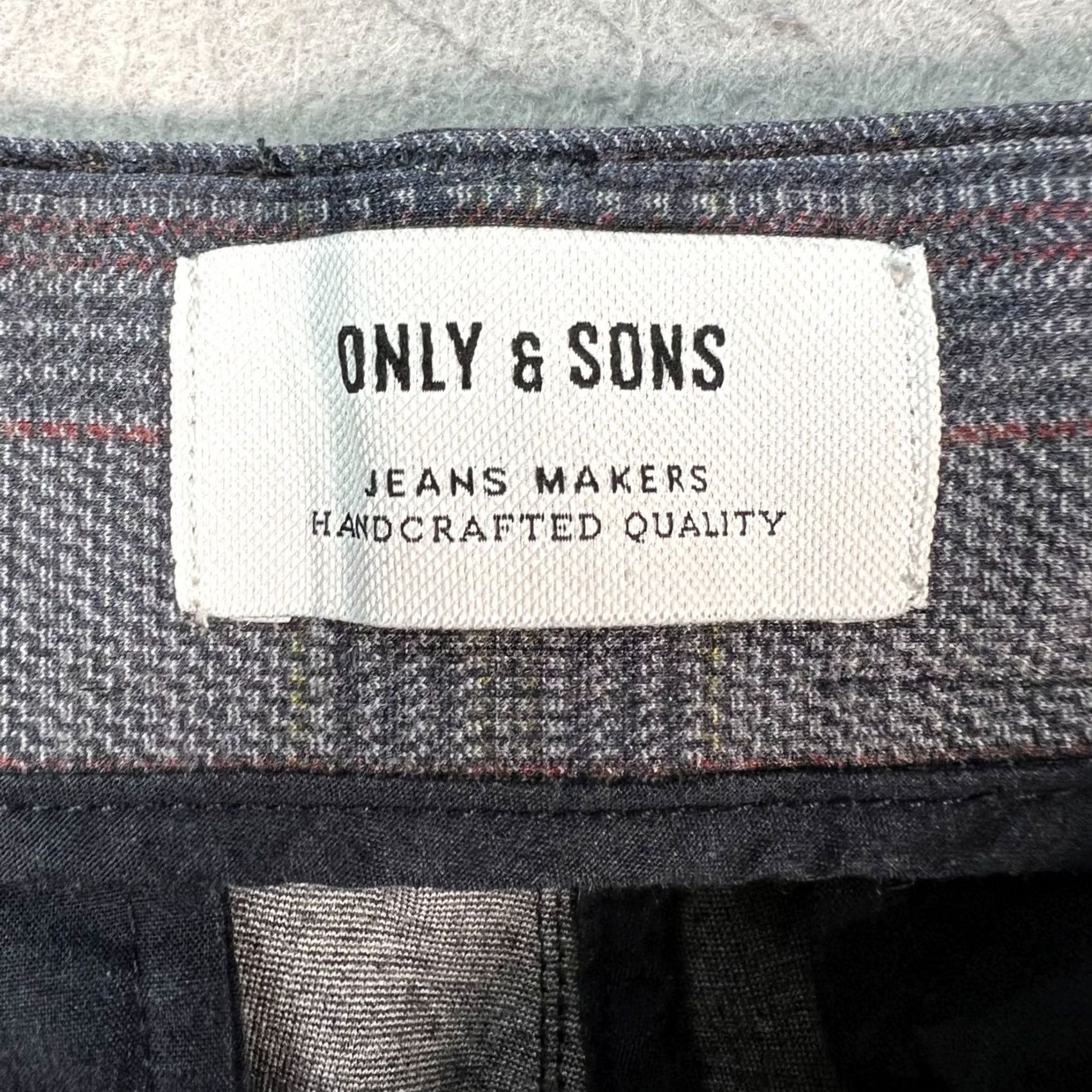 ONLY & SONS Only & Sons Mens Pants Tapered Fit 32x26 Gray Check Front Pockets Casual All Season Mens Size US 32 / EU 48 - 3 Thumbnail
