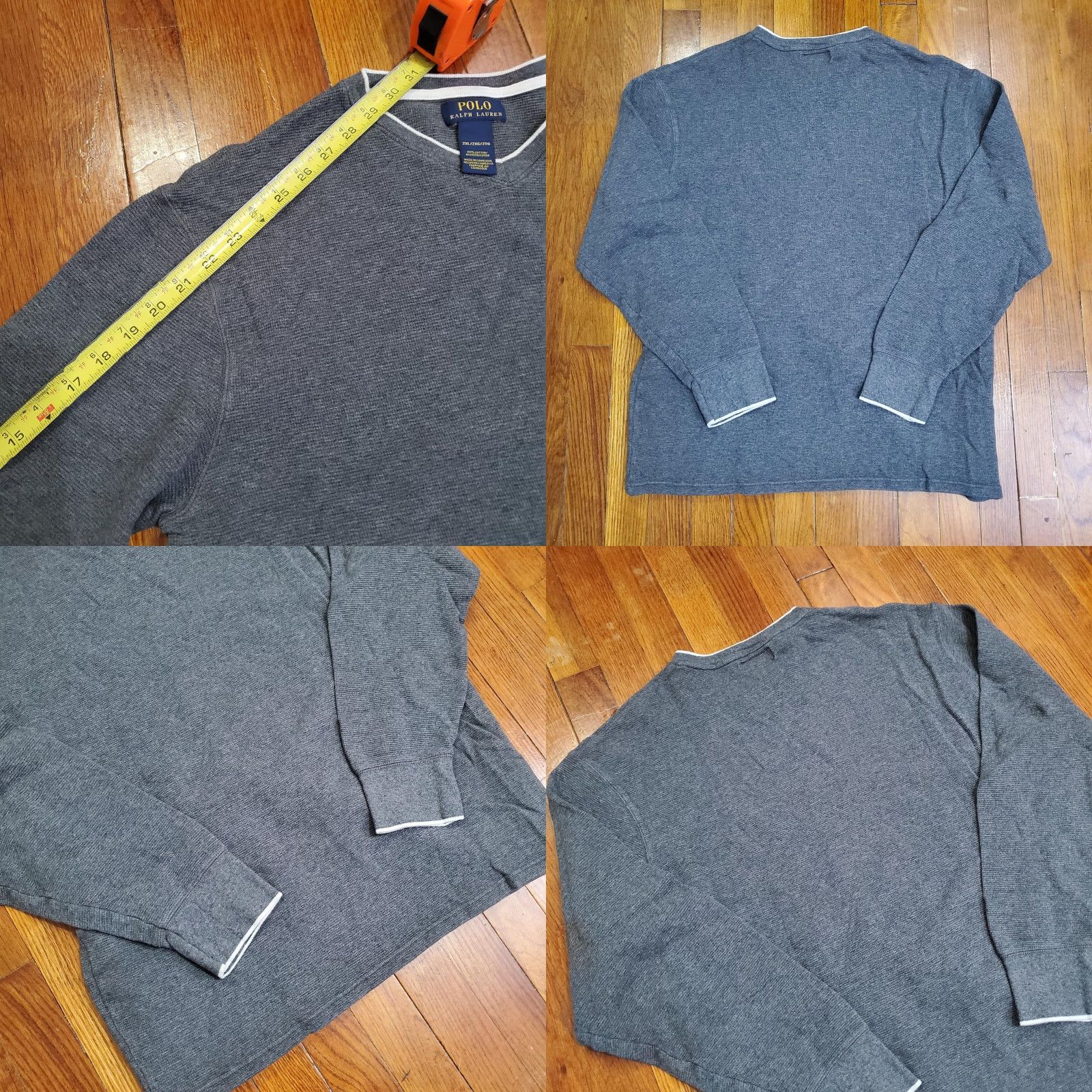 Polo Ralph Lauren Polo Ralph Lauren Sweater Mens 2XL Gray Waffle-Knit V-Neck Cotton Pullover Size US XXL / EU 58 / 5 - 8 Thumbnail