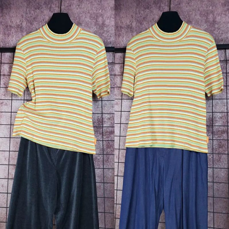 Lanvin Lanvin Yellow Striped Cotton Summer T-Shirt 0089 Size M / US 6-8 / IT 42-44 - 1 Thumbnail