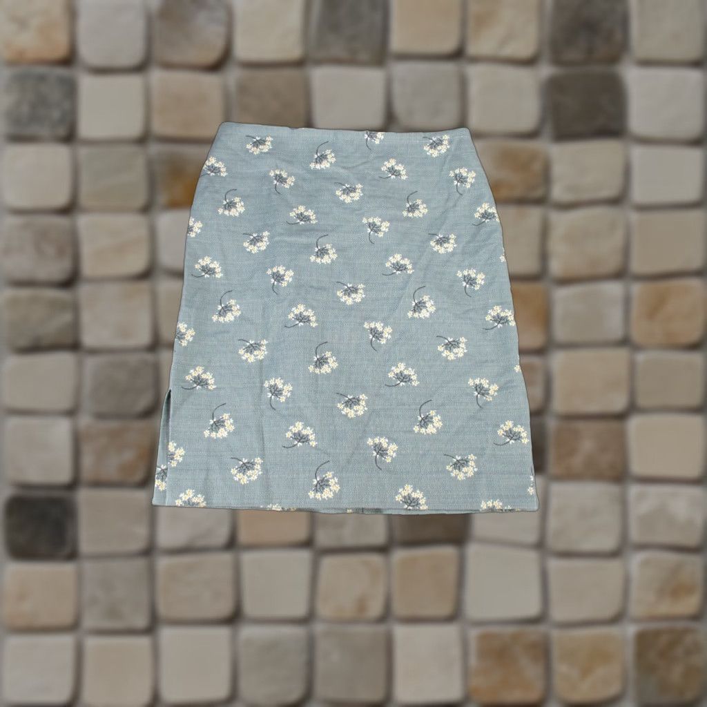 Loft VINTAGE Loft Skirt Womens 6 Petite Pale Blue Green Floral Pencil NEW Size 28" / US 6 / IT 42 - 1 Thumbnail