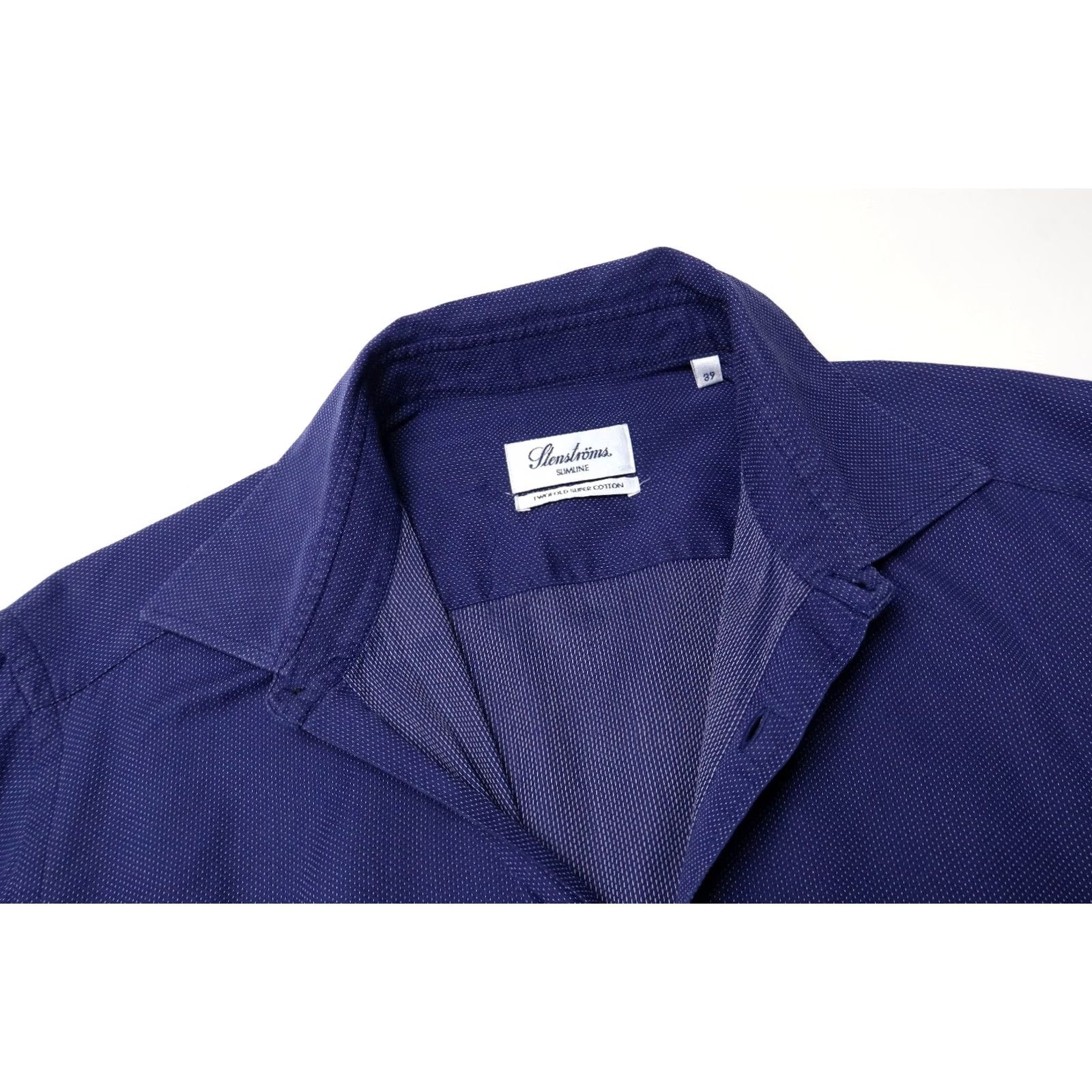 Vintage STENSTROMS Shirt Men's Twoford Super Cotton Slimline Collared Patterned Blue 39 Size US L / EU 52-54 / 3 - 4 Thumbnail