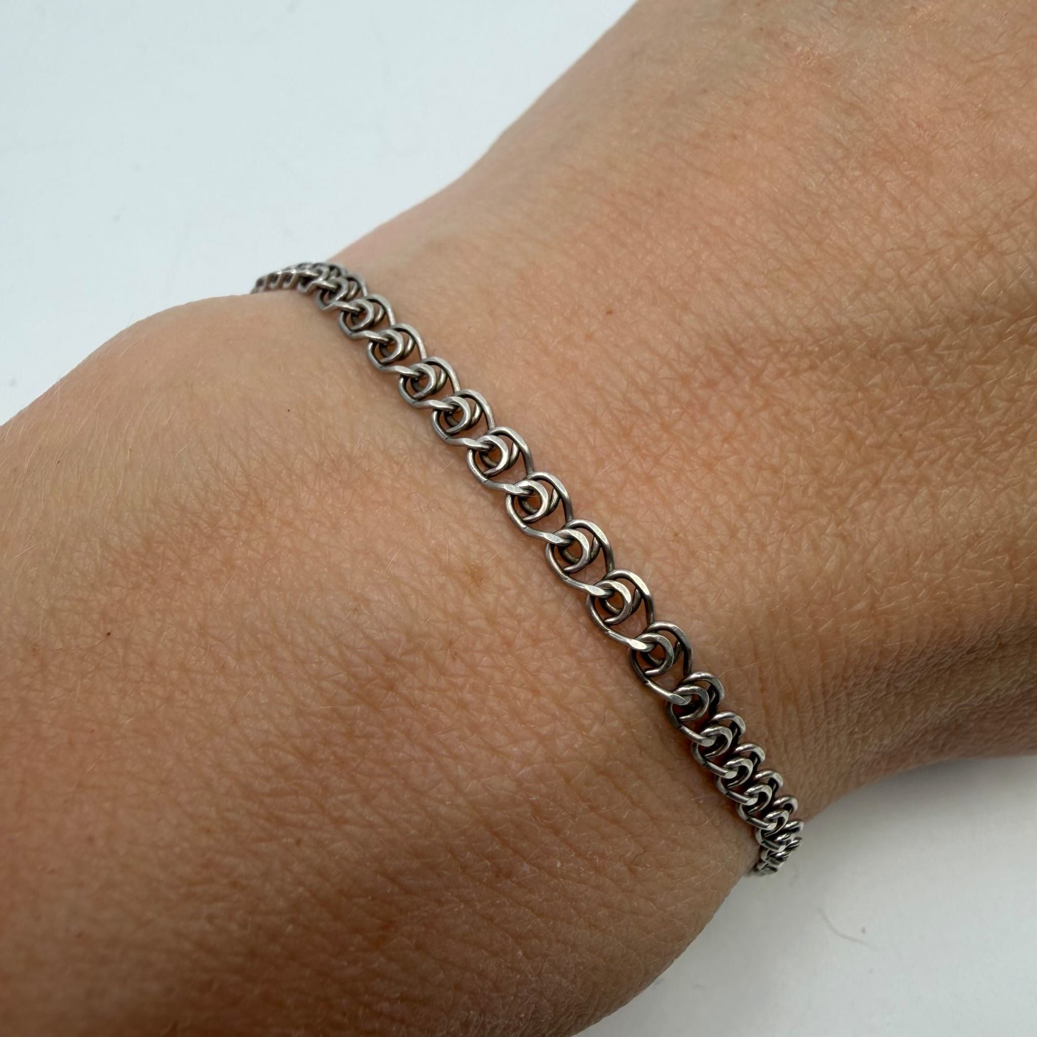 Sterling Silver Vintage 925 Sterling Silver Chain Bracelet Classic Chain Size ONE SIZE - 2 Thumbnail