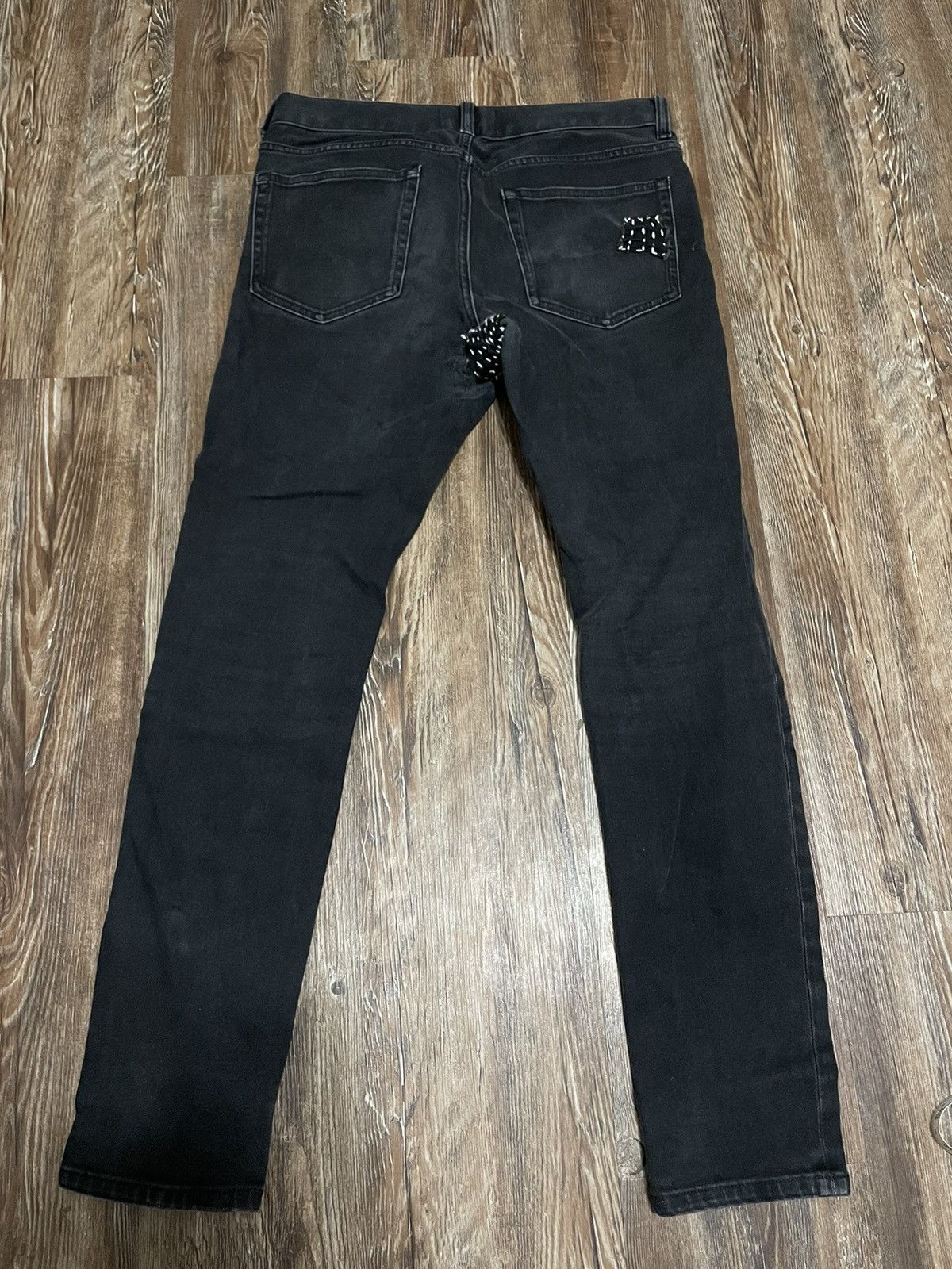Everlane The Slim Jean Black Denim Boro Sashiko Stitch Patchwork Size US 30 / EU 46 - 5 Thumbnail