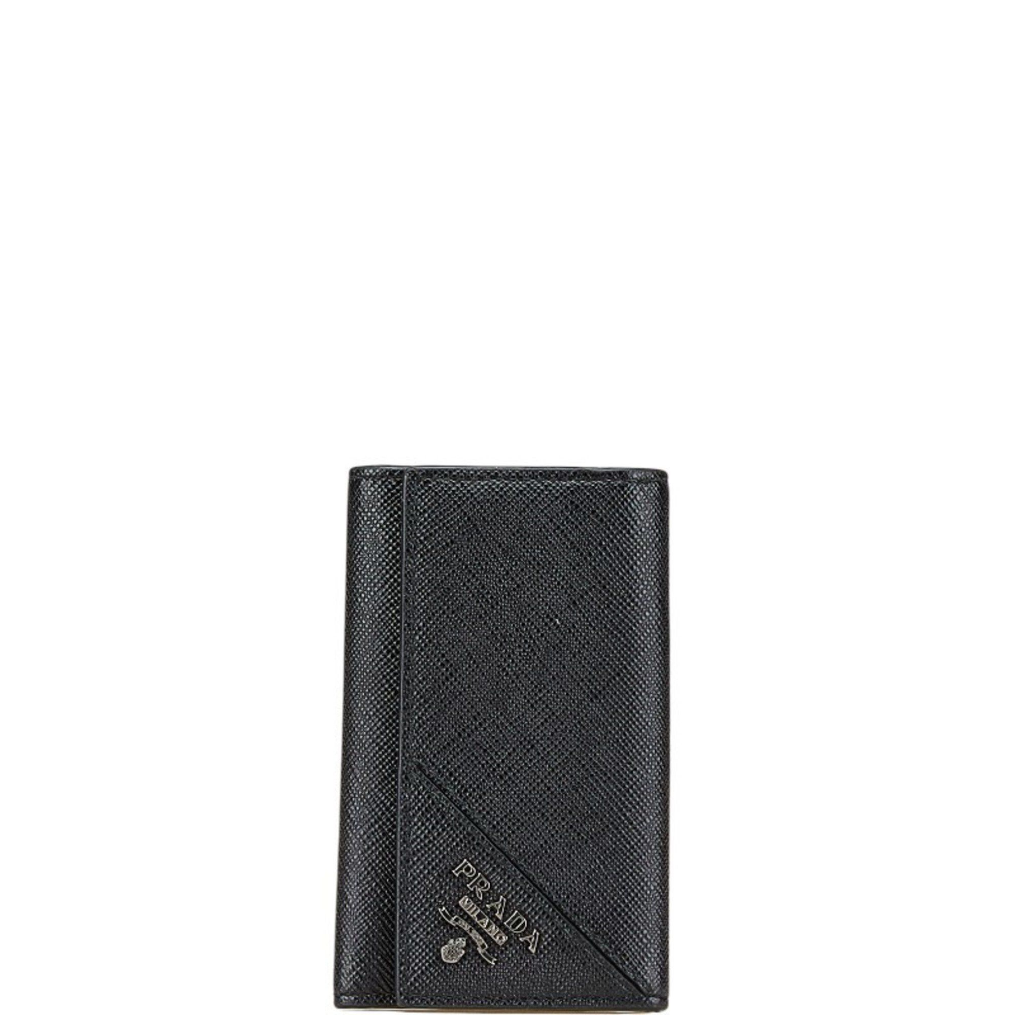 Prada Prada Logo Saffiano Key Case in Black Leather for Women Size ONE SIZE - 1 Thumbnail
