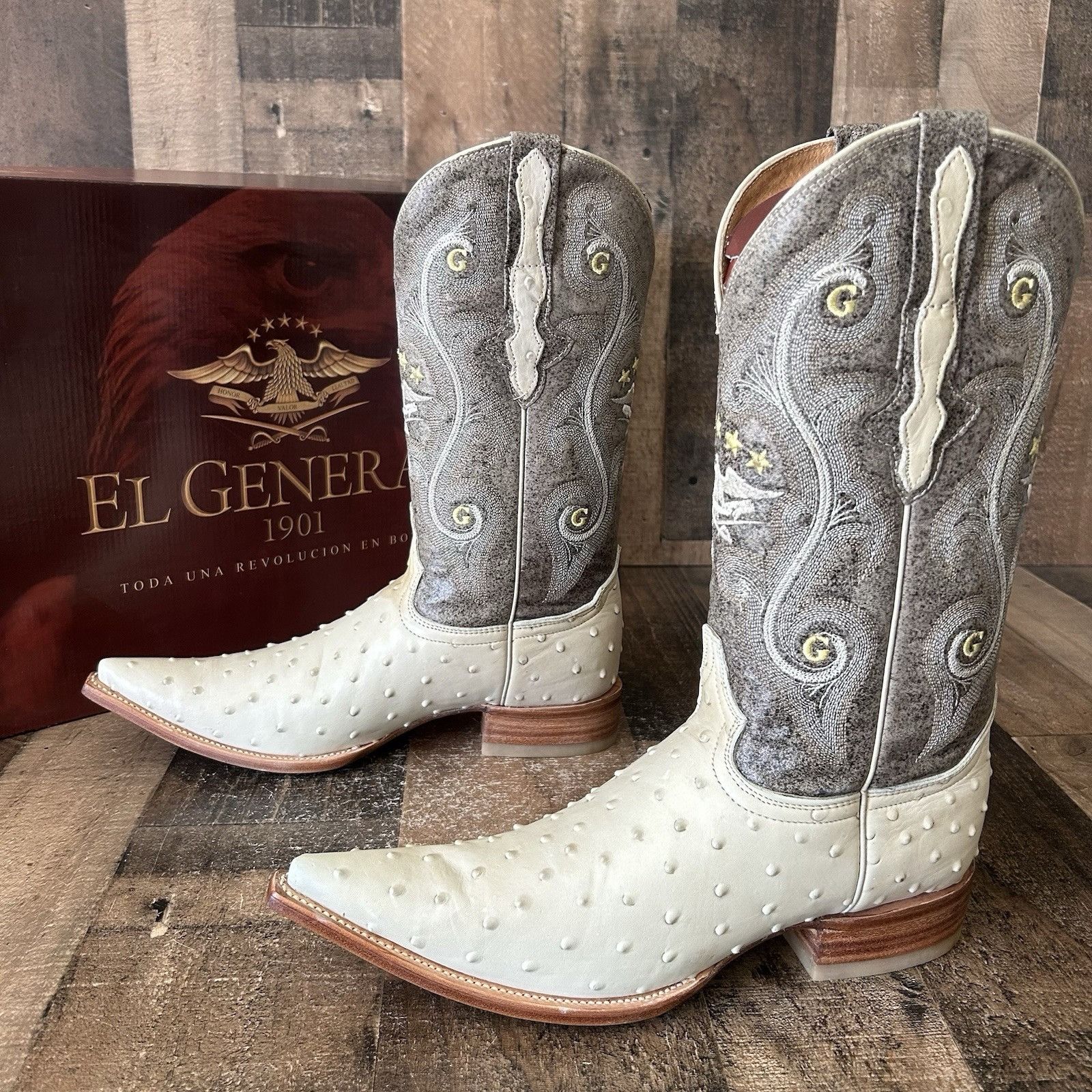 Vintage El General Ostrich Print Pointed Toe Cowboy Boots Mens 8 Size US 8 / EU 41 - 12 Thumbnail