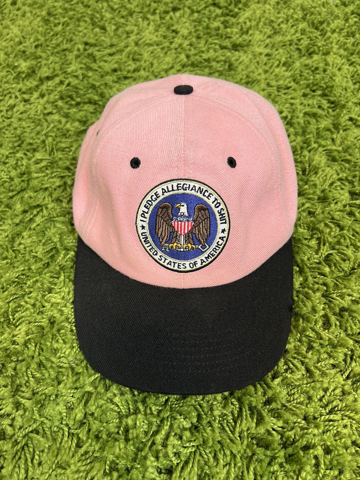 Supreme Pledge Allegiance 6-Panel Cap Black Pink Navy F/W 17
