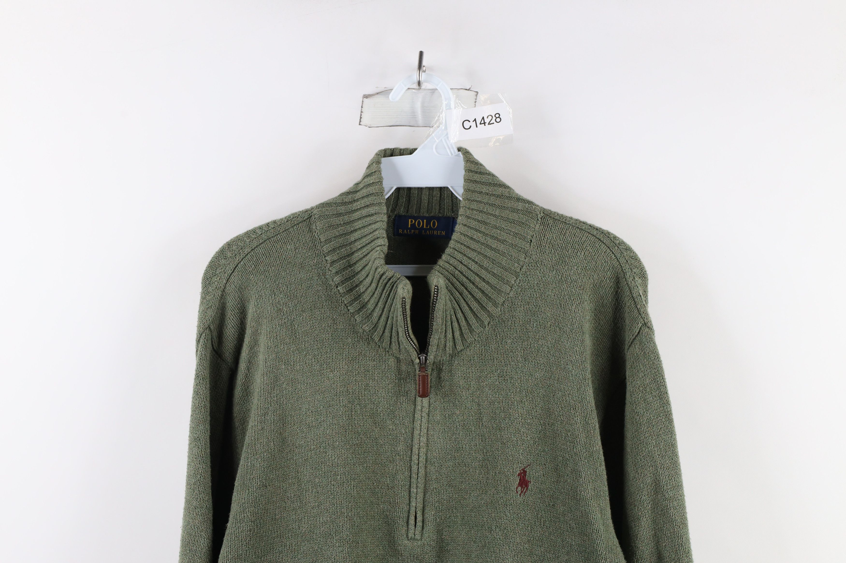 Ralph Lauren × Vintage Vintage Ralph Lauren Knit Half Zip Pullover Sweater Green Size US L / EU 52-54 / 3 - 2 Thumbnail