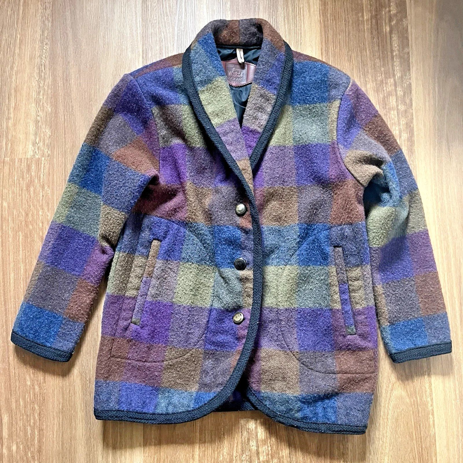Woolrich Woolen Mills Rare ColorBlock USA Blanket Coat Brown Purple Blue Burgundy Size M / US 6-8 / IT 42-44 - 1 Thumbnail