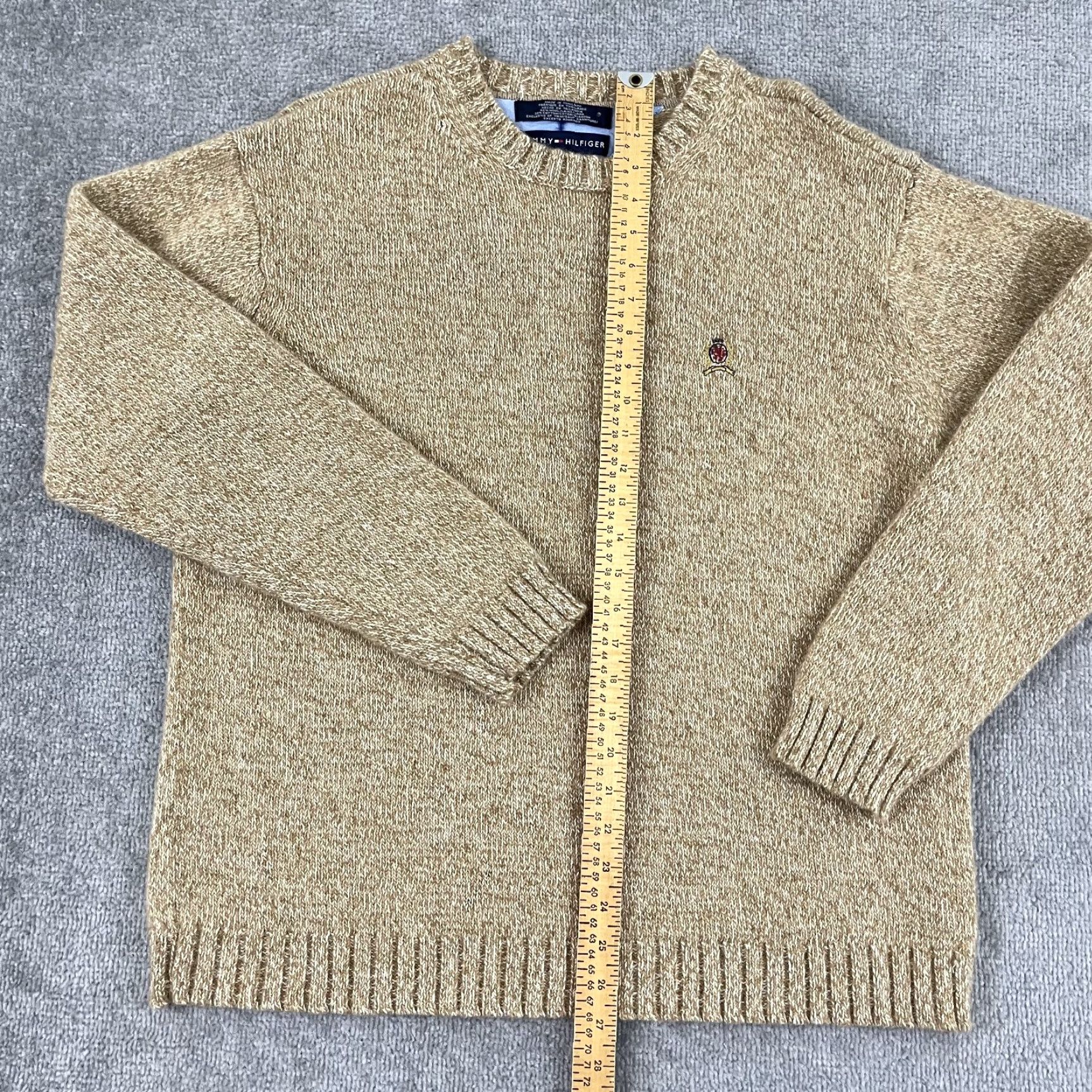 Tommy Hilfiger TOMMY HILFIGER Sweater Mens XL Brown Knit Wool Blend Logo Crewneck Pullover Size US XL / EU 56 / 4 - 4 Thumbnail