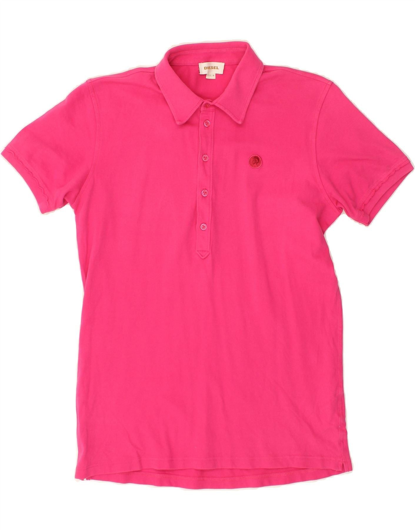 Diesel Womens Polo shirt UK 14 Medium Pink Cotton Size M / US 6-8 / IT 42-44 - 1 Thumbnail