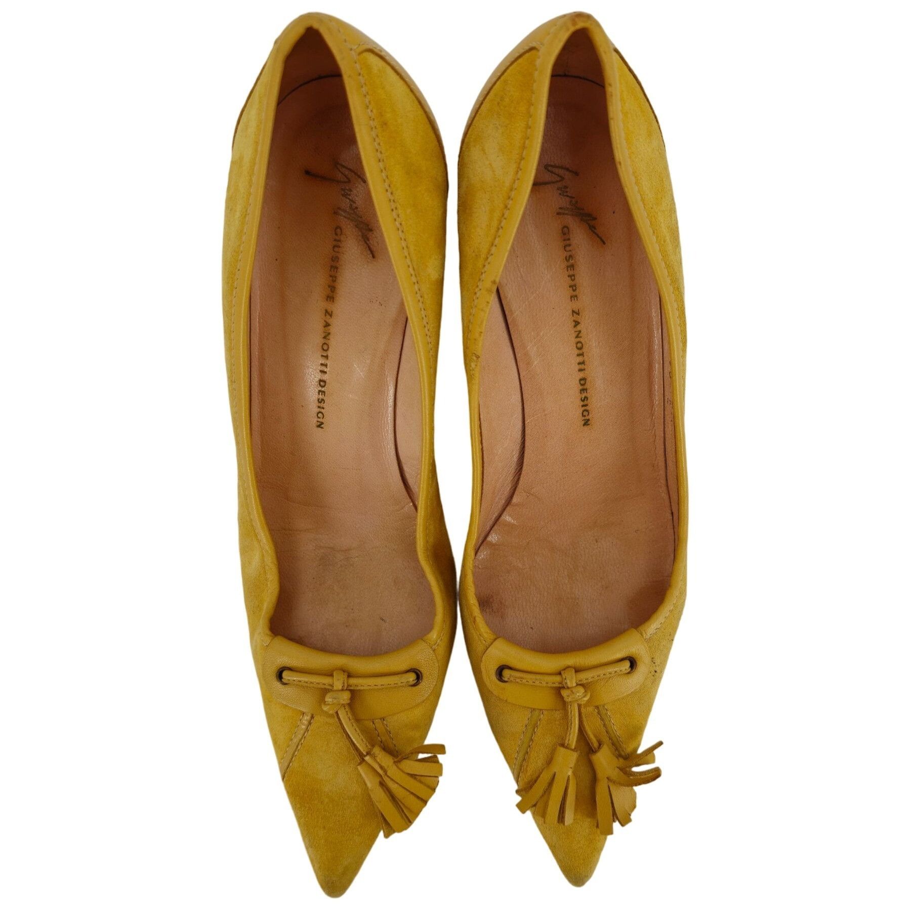 Giuseppe Zanotti Giuseppe Zanotti Italy Mustard Suede Tasseled Kitten Heels 8 Size US 8 / IT 38 - 8 Thumbnail