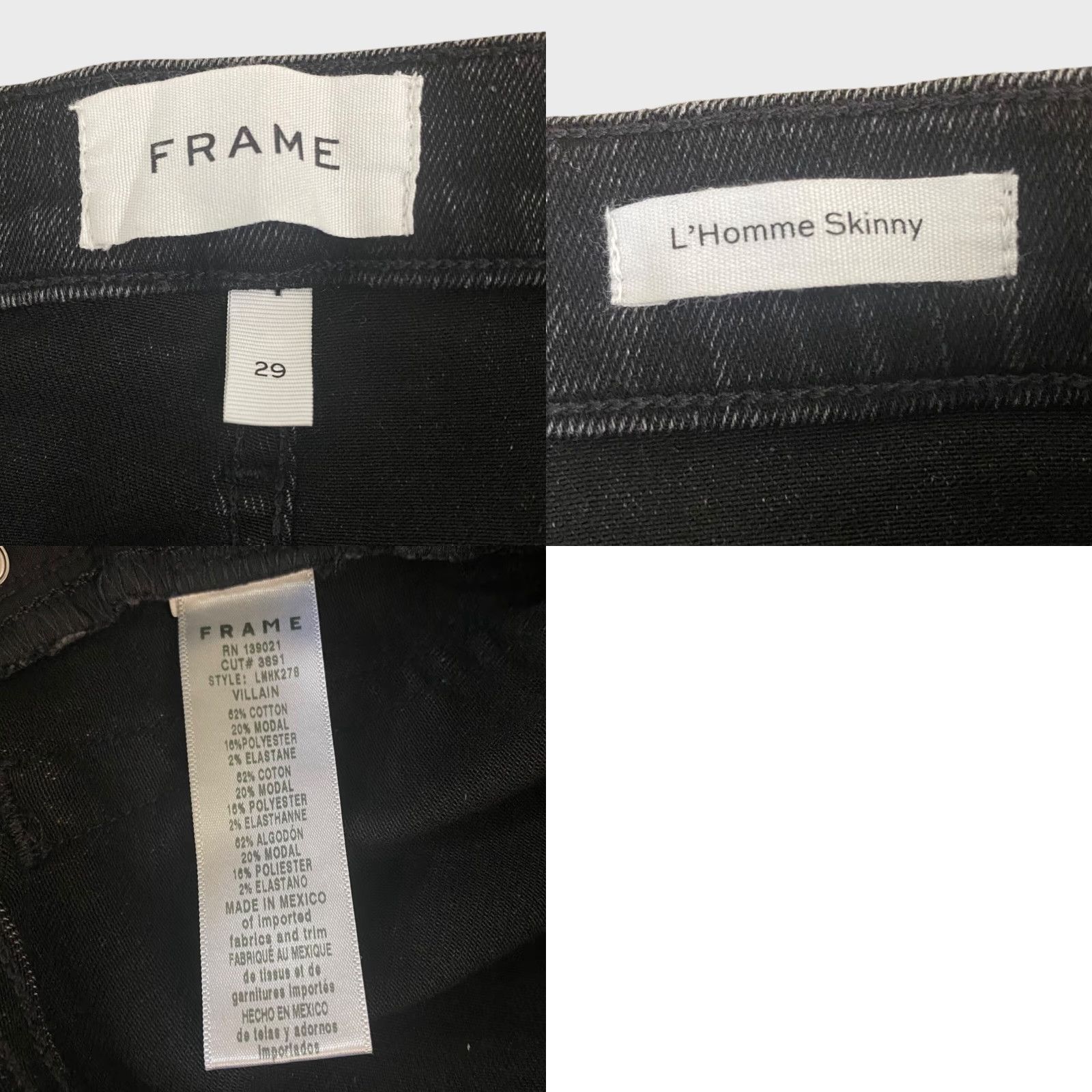 Frame FRAME L'Homme Skinny Stretch Denim Jeans Men 29 Black Distressed 5-Pocket 32in Inseam Regular Size Size US 29 - 8 Thumbnail