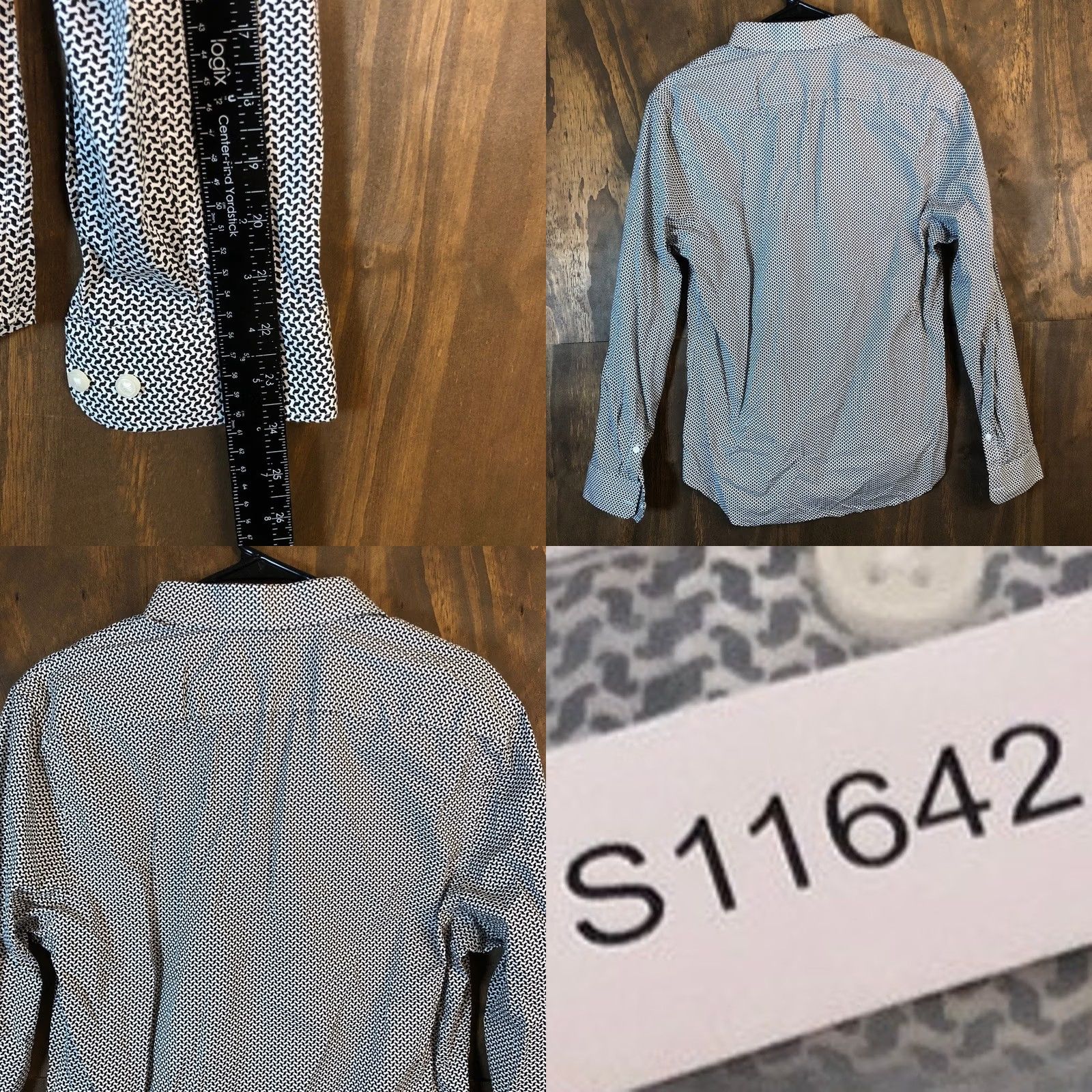 Express Express Mens Shirt White Black Geometric Slim Button-Down Stretch Small Size US S / EU 44-46 / 1 - 8 Thumbnail