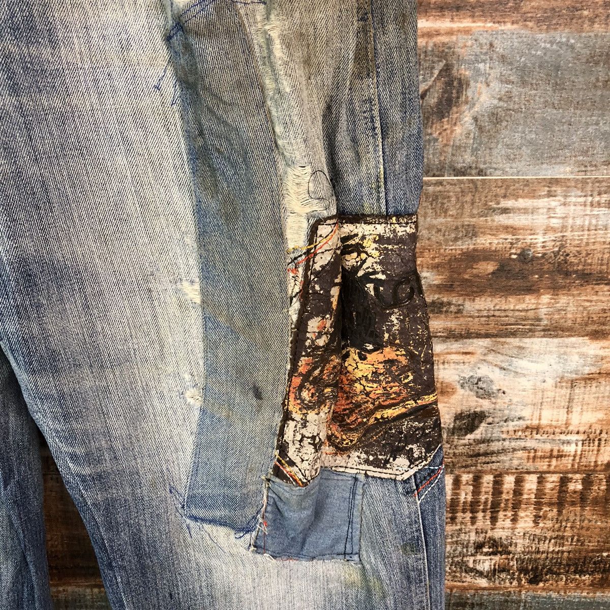 Japanese Brand Lot 29 Blue patchwork Distressed Denim Pants #A2152 Size US 36 / EU 52 - 10 Thumbnail