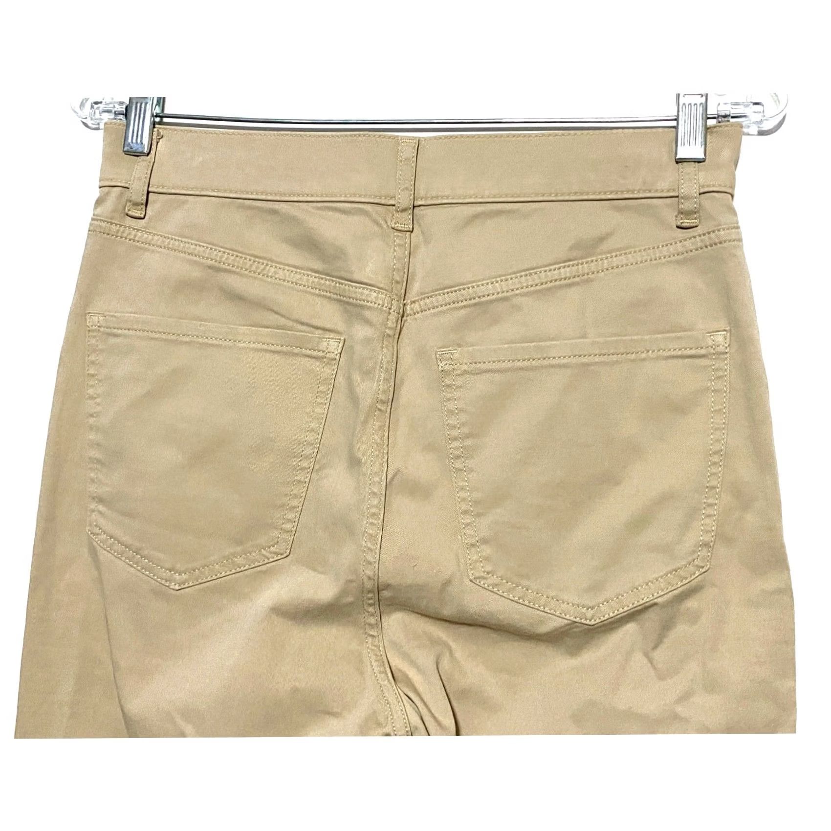 Express Express Khaki Jeans Womens 6R Straight High Rise NWT Chino Casual Workwear 29W 25.5in Inseam - Beige/Preppy, 79% Cotton 19% Rayon 2% Spandex Size 28" / US 6 / IT 42 - 4 Thumbnail