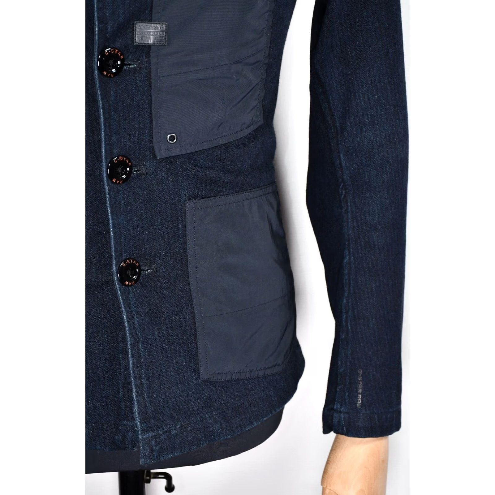 G-Star G-Star Coban Sweat Cropped Blazer Indigo Jersey Herringbone Mens S Blue Vintage No Size US S / EU 44-46 / 1 - 7 Thumbnail