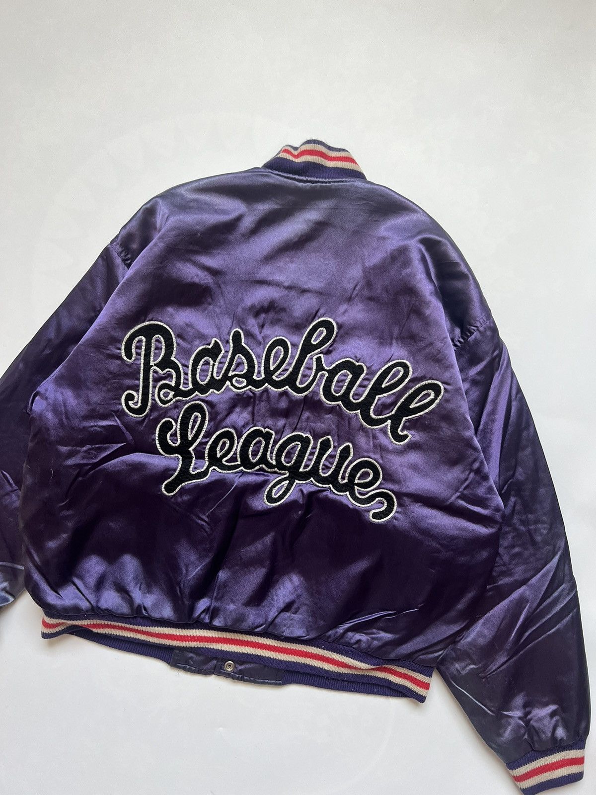 MLB Vtg Sun Faded Satin Baseball Varsity Snap Button By Machope Size US M / EU 48-50 / 2 - 10 Thumbnail